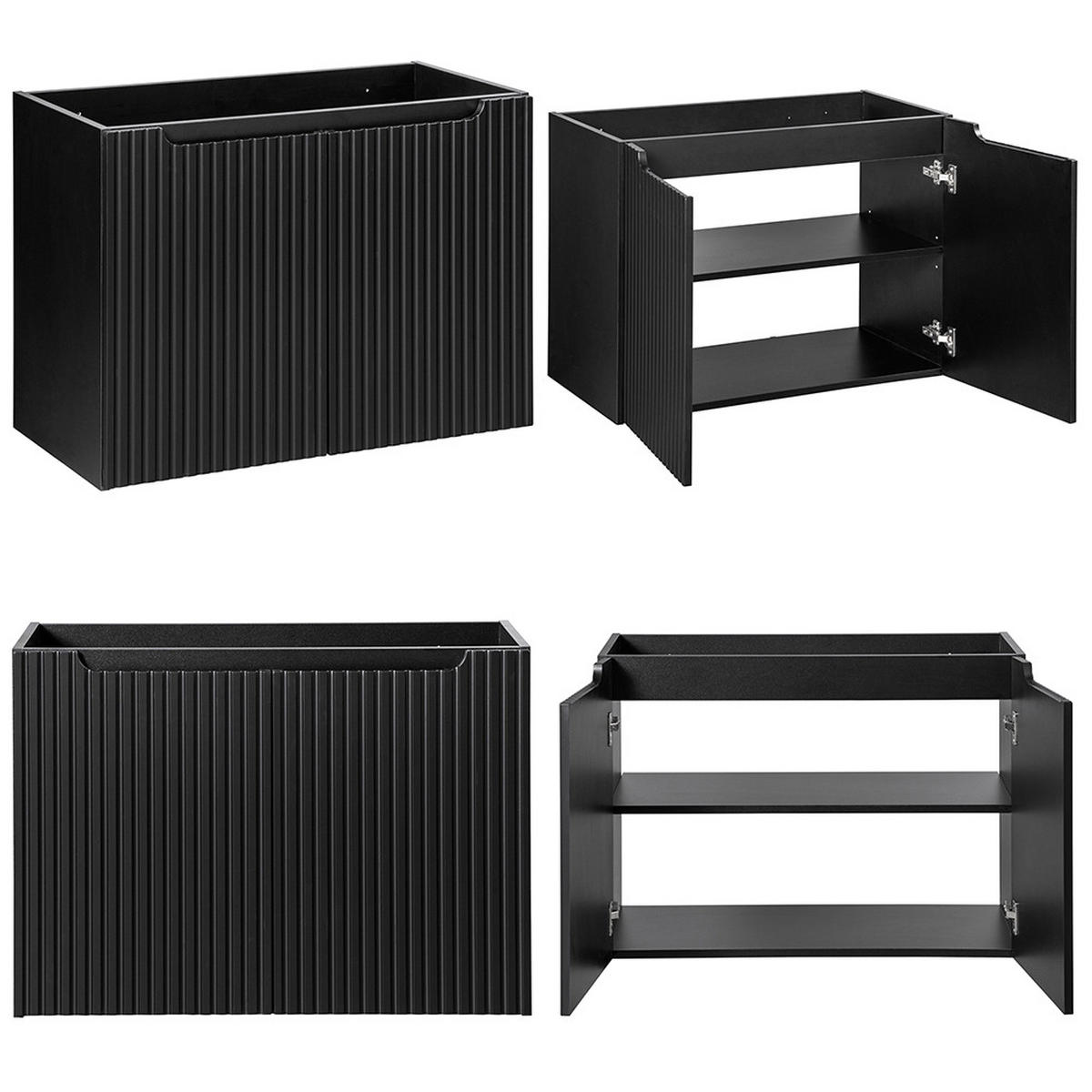 WASCHBECKENSCHRANK Newport-56 - Schwarz, Holzwerkstoff (100/60/40cm) - Lomado