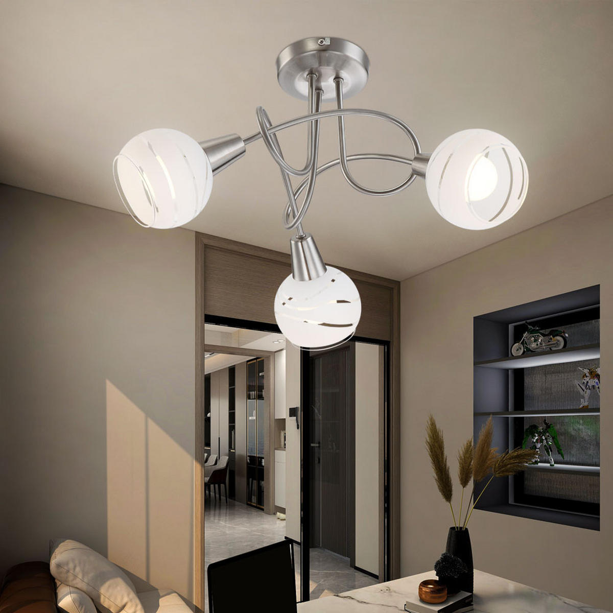 LED DECKENLEUCHTE Metall Silber - Silberfarben, Glas (39/39/24.6cm) - Globo Lighting