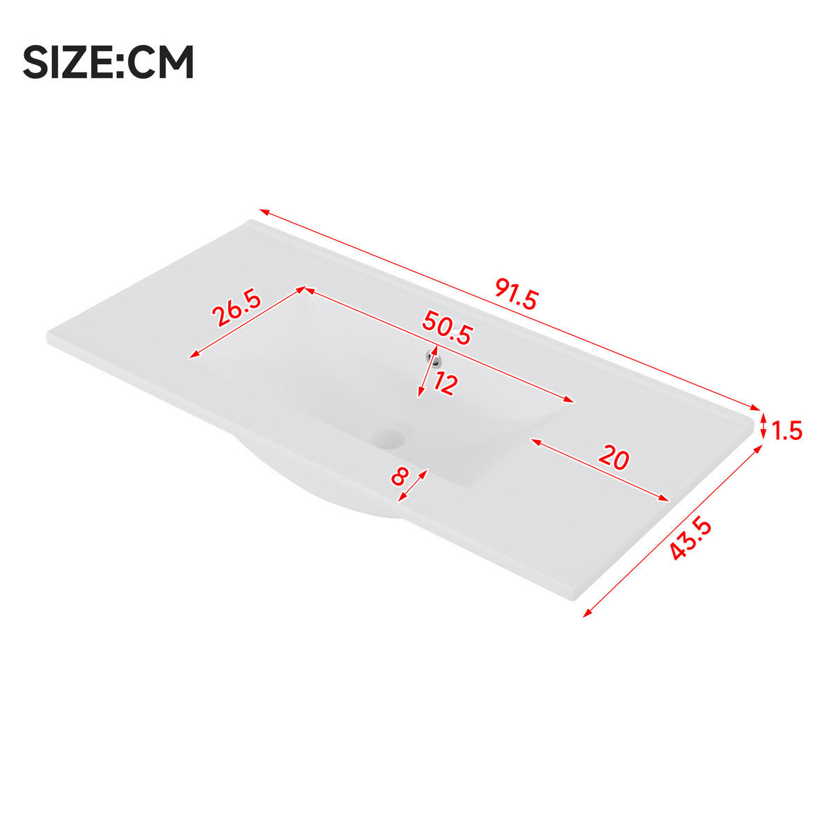 WASCHTISCHUNTERSCHRANK 91x46.5x50.5 cm Weiß aus Keramik & Spanplatte mit Radarsensor-LED & 2 Schubladen - Weiß, Holzwerkstoff (91/50.5/46.5cm) - Modfu