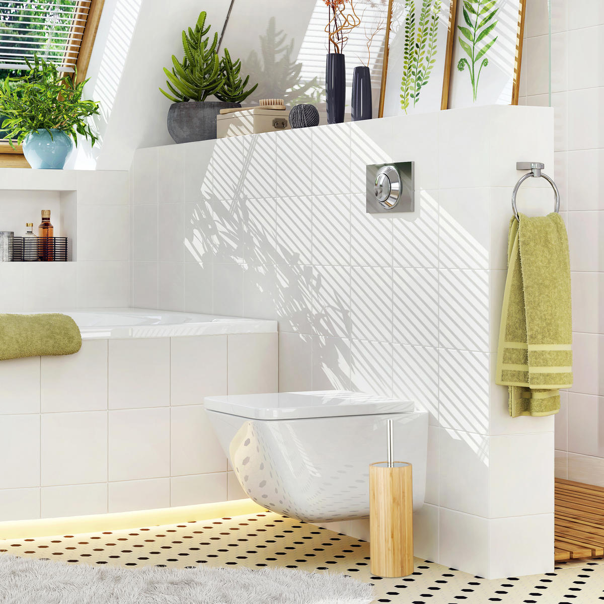 WC-BÜRSTENHALTER - Hellbraun, Holz/Kunststoff (10.5/37.5/10.5cm) - Relaxdays