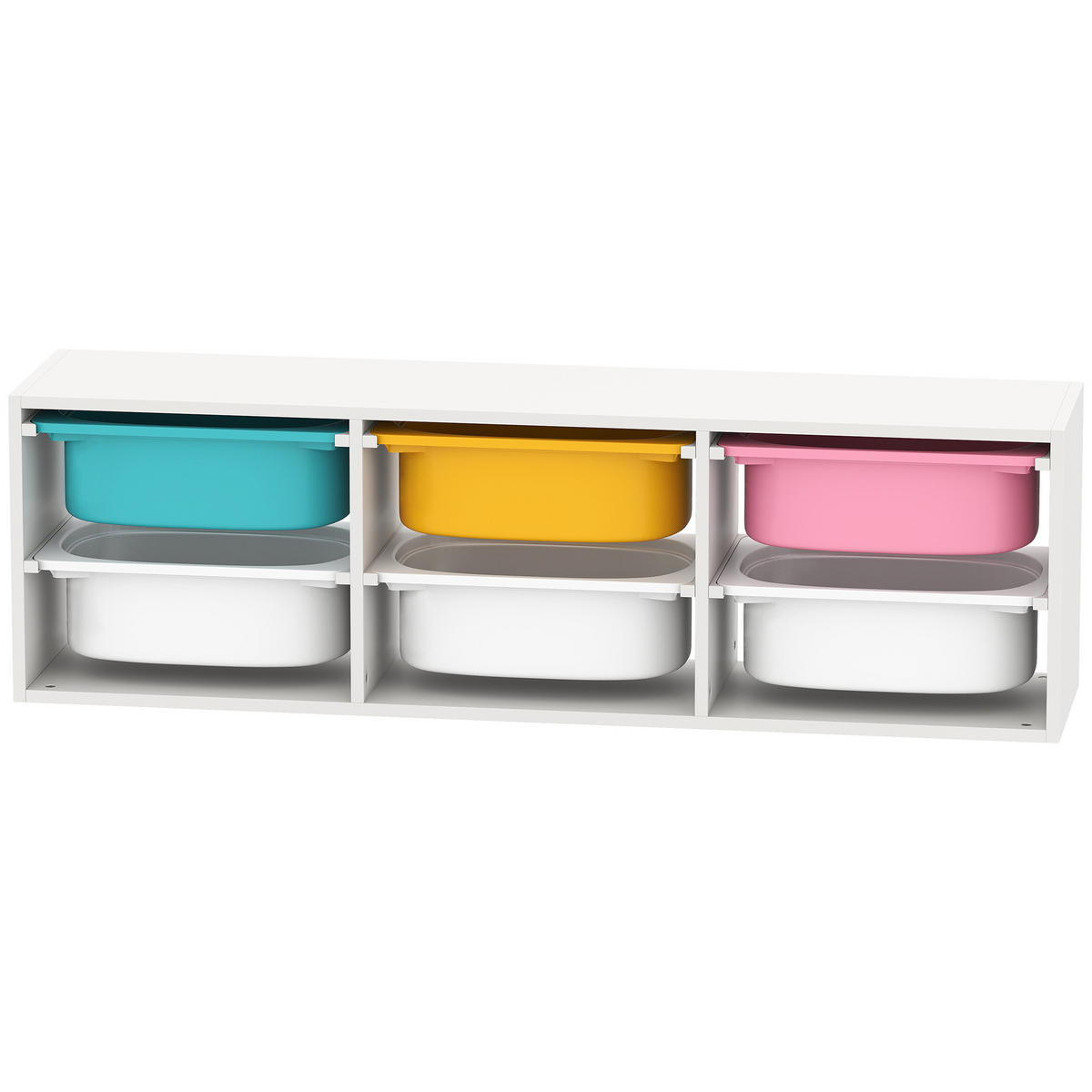 KINDERREGAL DE-17269 2 Ebenen mit 6 farbigen Boxen Weiß - Weiß, Metall (97/29/21cm) - ComfortXL