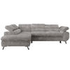 ECKSOFA PABLO L Hellgrau Cord - Links Seite mit Visco Topper - Hellgrau/Schwarz, Textil/Metall (208/273cm) - MKS