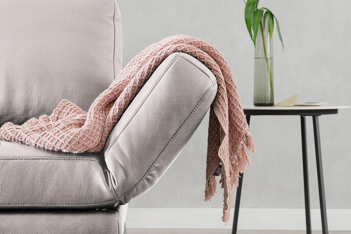 LEDERSOFA HURRICANE Hellgrau Leder - Silberfarben/Hellgrau, Leder (170/87/141cm) - KAWOLA