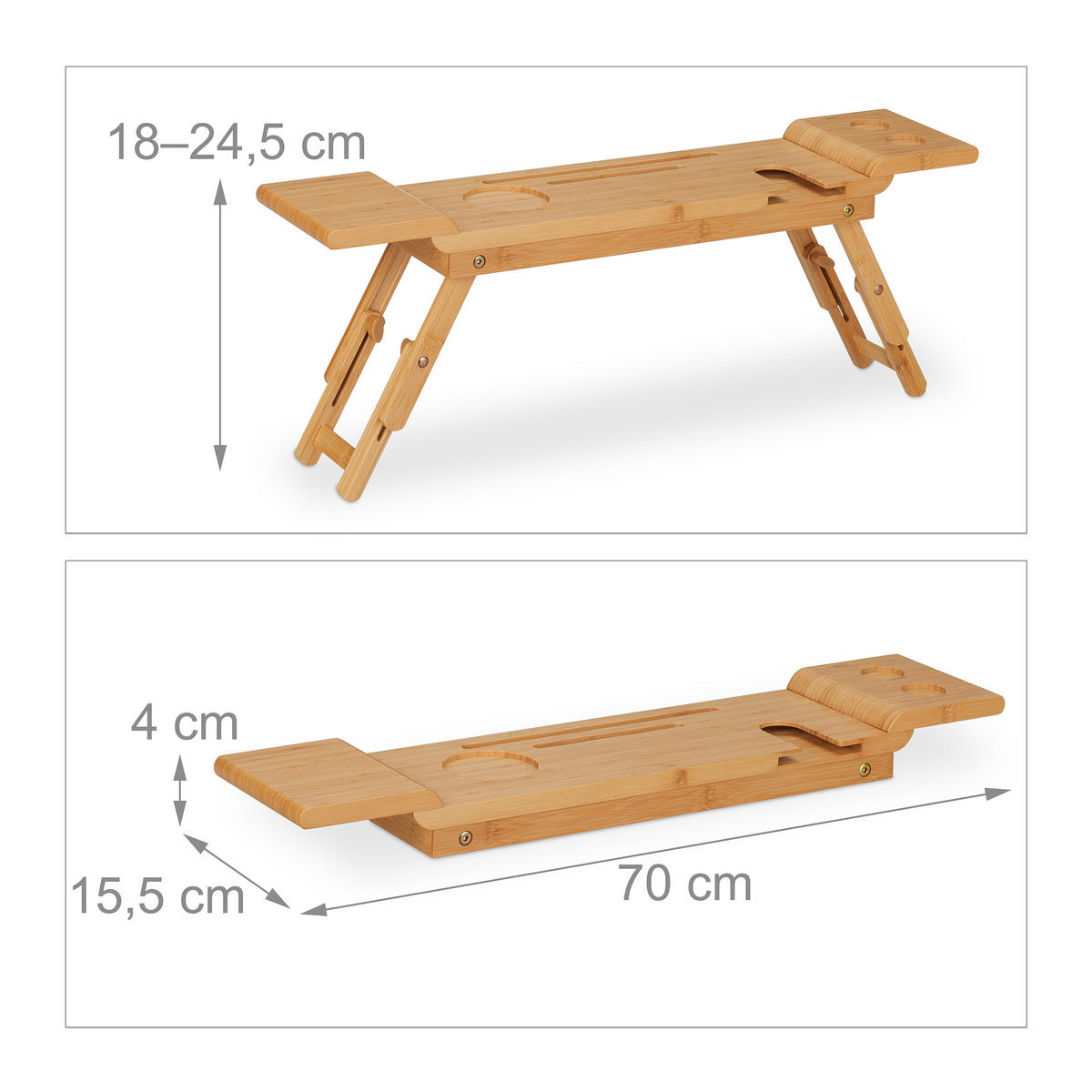 BADEWANNENABLAGE - Hellbraun, Holz (70/24.5/15.5cm) - Relaxdays