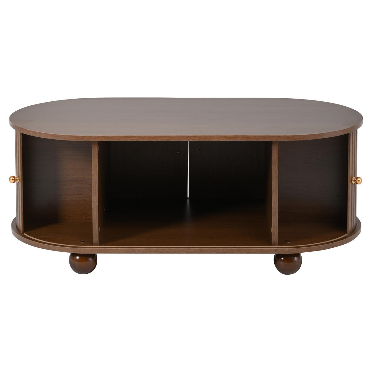 COUCHTISCH in Walnussfarben mit Stauraum und Schiebetüren für Wohnzimmer, B100/T50/H40 cm - Walnussfarben, Holz/Holzwerkstoff (50/100/40cm) - STILVORA
