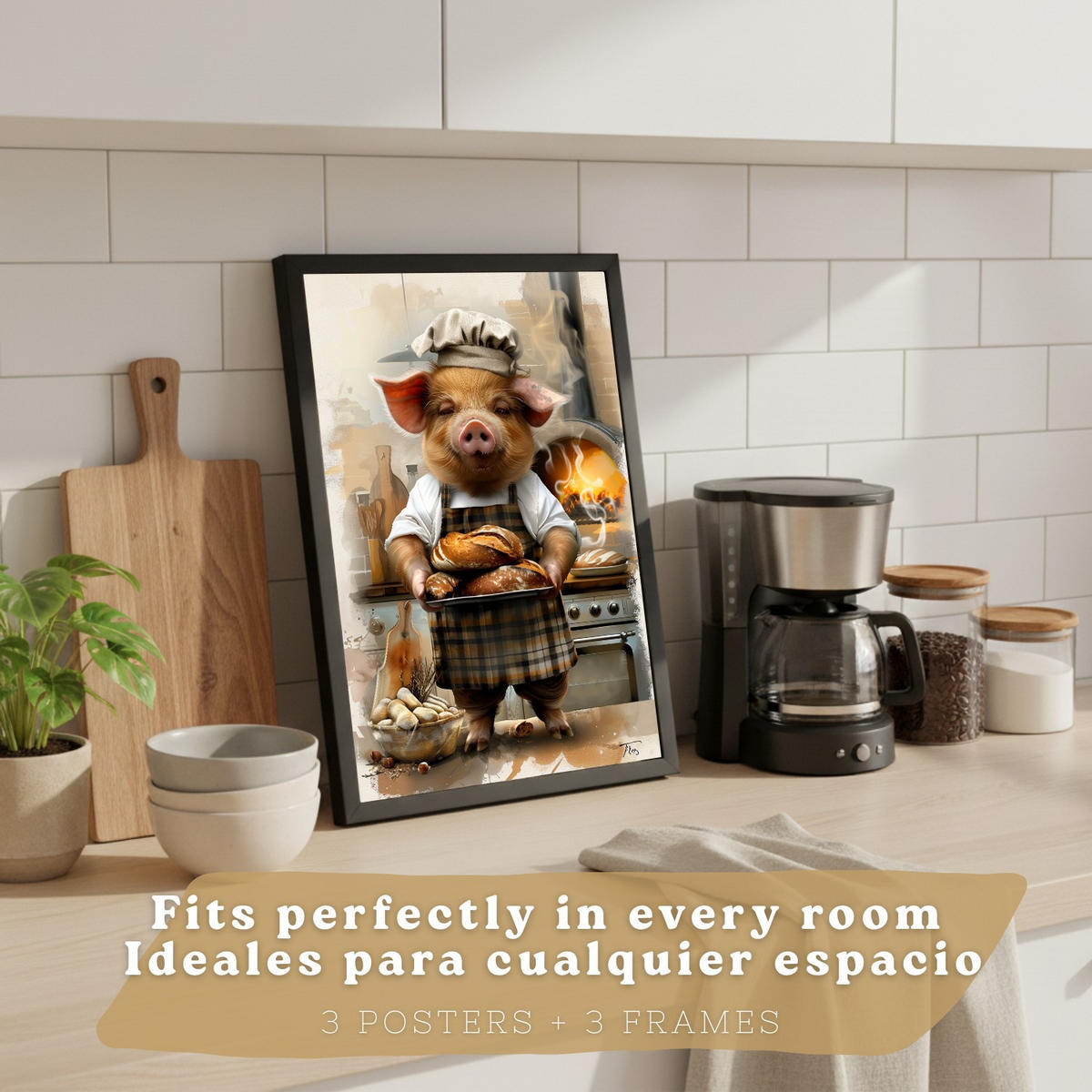 PLAKAT Sada 3 Dorty A3 Černý rám - černá, papír (29.7/1/42cm) - Nacnic