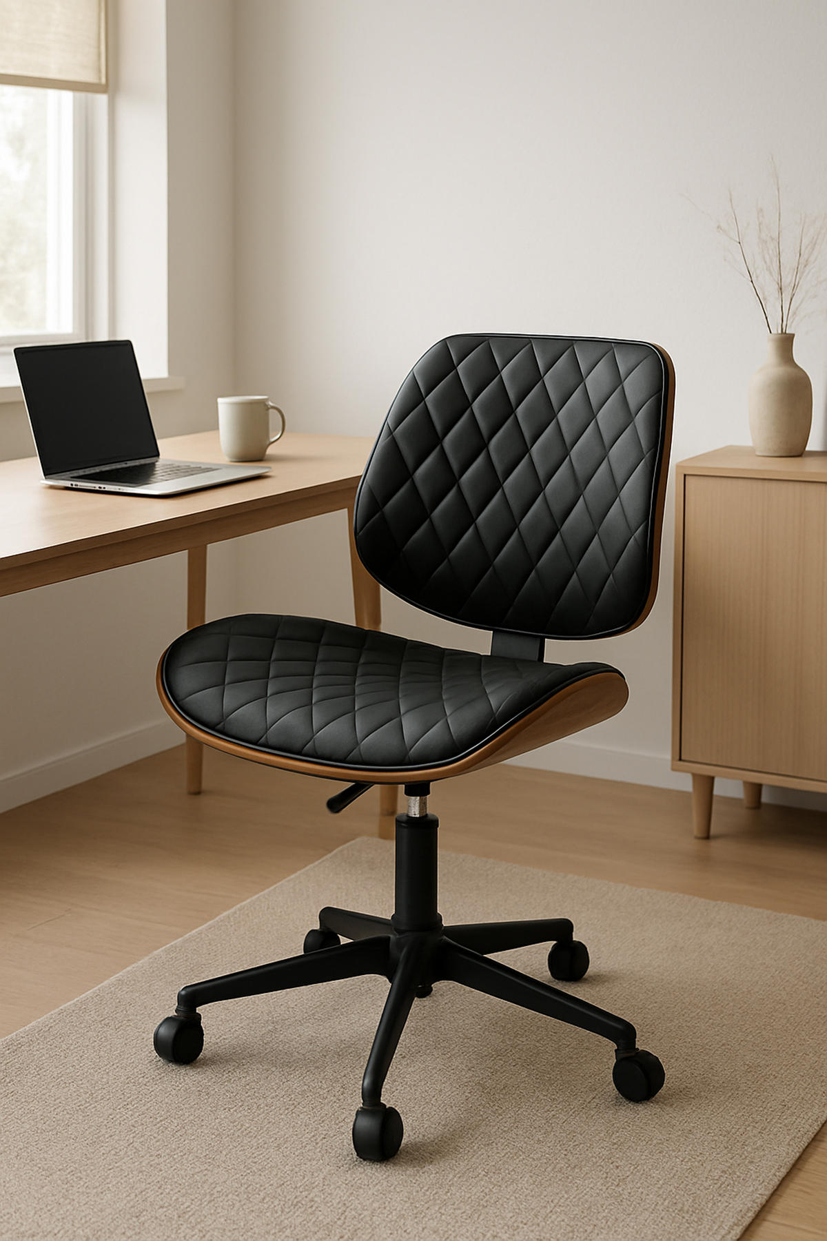 BÜROSTUHL Kryos Kunstleder walnuss/schwarz - Schwarz, Metall (54.5/92/53cm) - TPFLiving