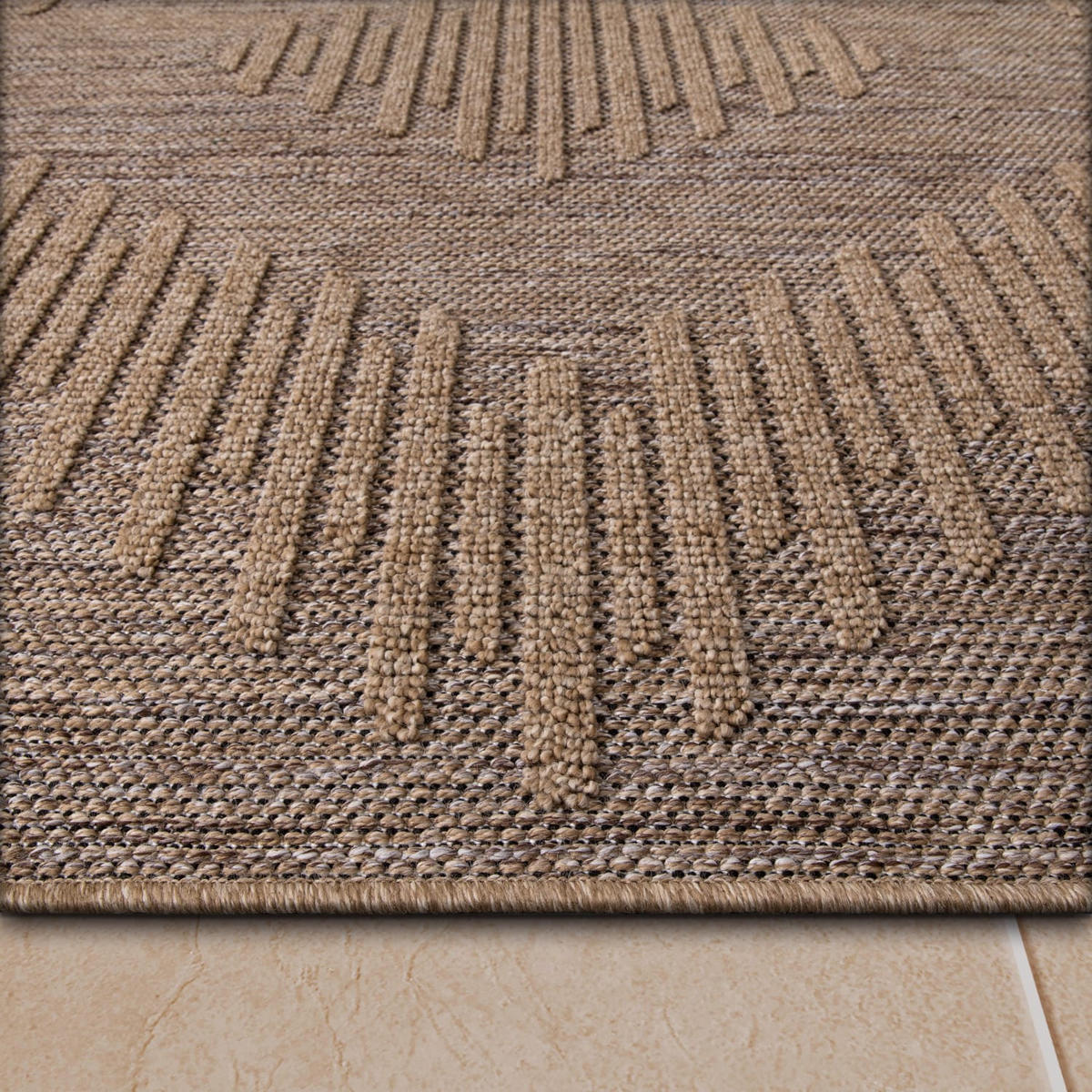OUTDOOR Teppich Natur Balkon, Terrasse schmutzabweisend Beige Rechteckig 200x280 - Beige, Textil (200/280cm) - KADIMA DESIGN