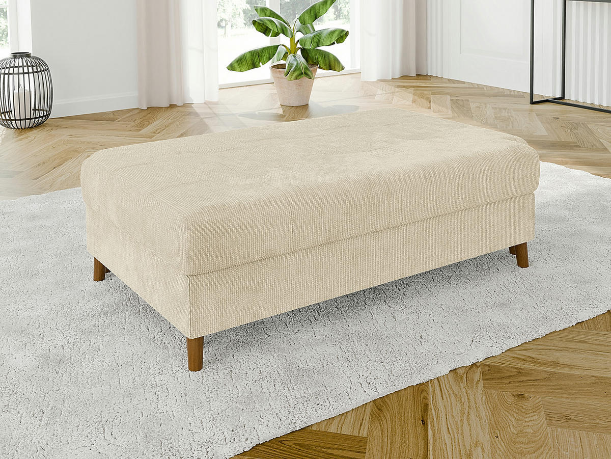 WOHNLANDSCHAFT inkl. Hocker Sigurd Beige Chenille - Beige/Braun, Holz/Textil (310/81/161cm) - S-Style Möbel