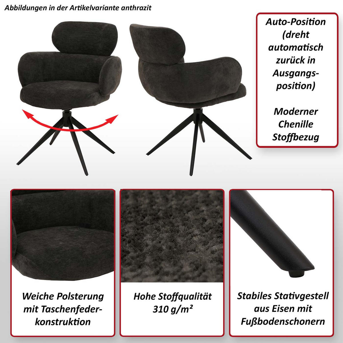 ESSZIMMERSTUHL Grau, Blau - Blau/Grau, Textil (61/86/69cm) - MCW