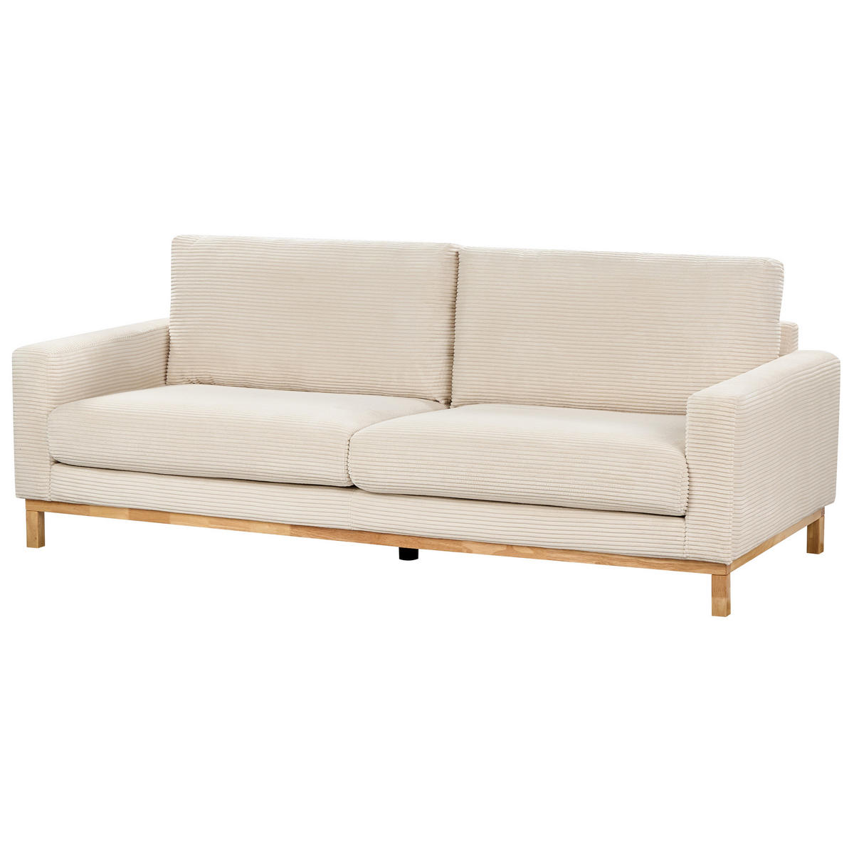 3-SITZER-SOFA Cord hellbeige/hellbraun Siggard - Hellbraun/Beige, Textil (217/84/92cm) - Beliani
