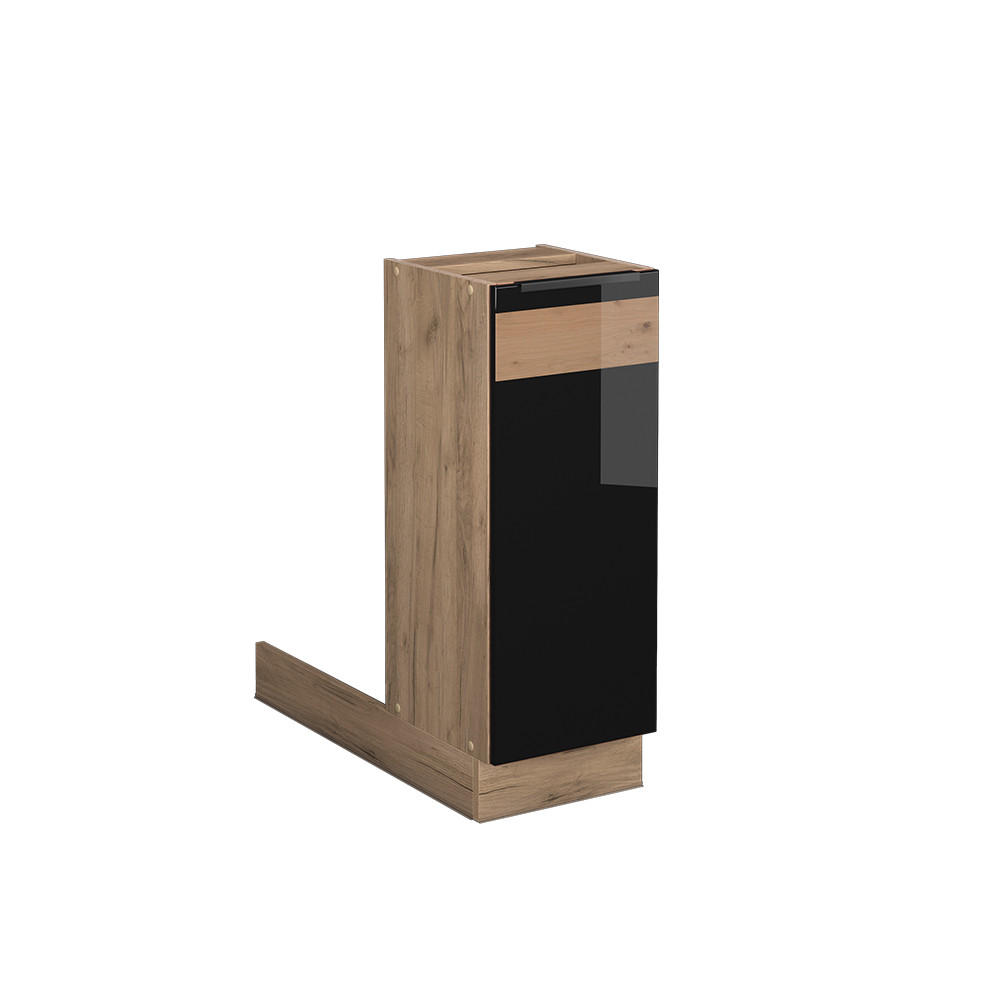 KÜCHENINSEL Fame-Line Schwarz Eiche hochglanz 30 cm ohne AP - Honigeiche/Schwarz Hochglanz, Holzwerkstoff (30/82/70cm) - Vicco