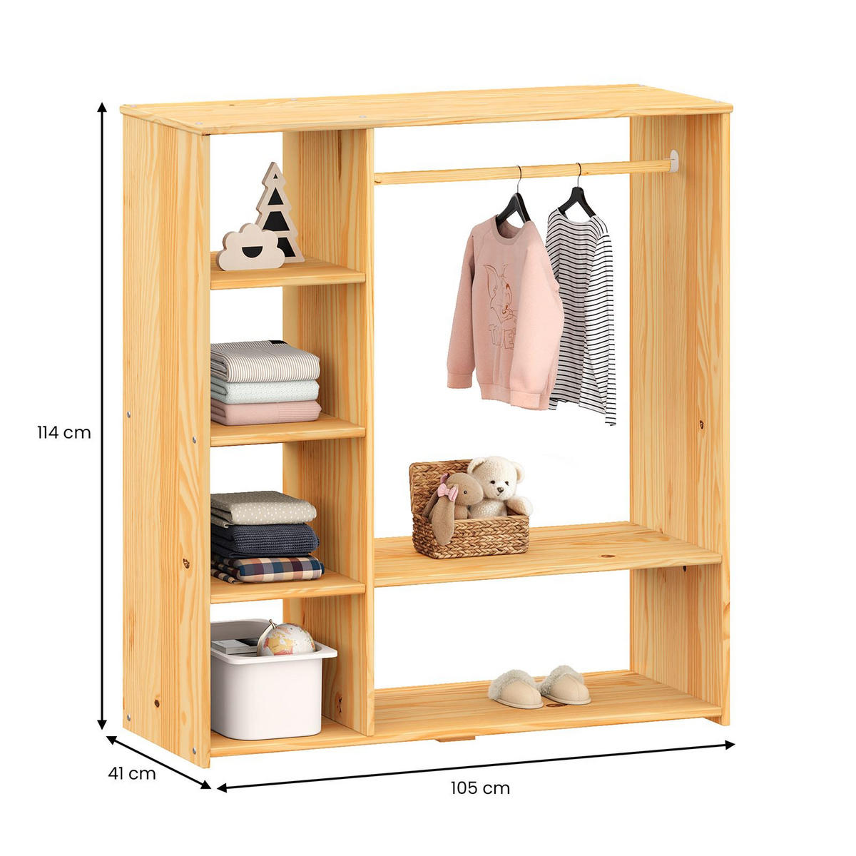 KINDERSCHRANK RAFAEL - Naturfarben, Holz (105/114/40cm) - IDIMEX