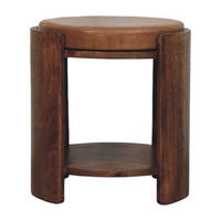 HOCKER mit Roasted-Almond-Finish, 1 offene Ablage, Ledersitz, kakaobraun - Braun, Leder/Holz (38/41/38cm) - Artisan Furniture