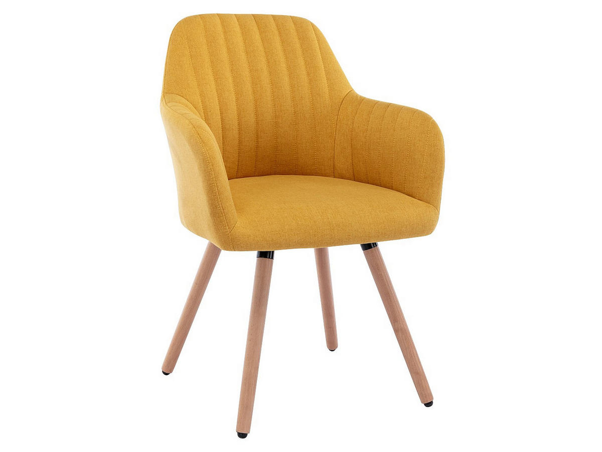 STUHL - 56cm x 58cm - Polyester - senffarben - ELEANA - Gelb, Textil (56/85/58cm) - Vente-Unique