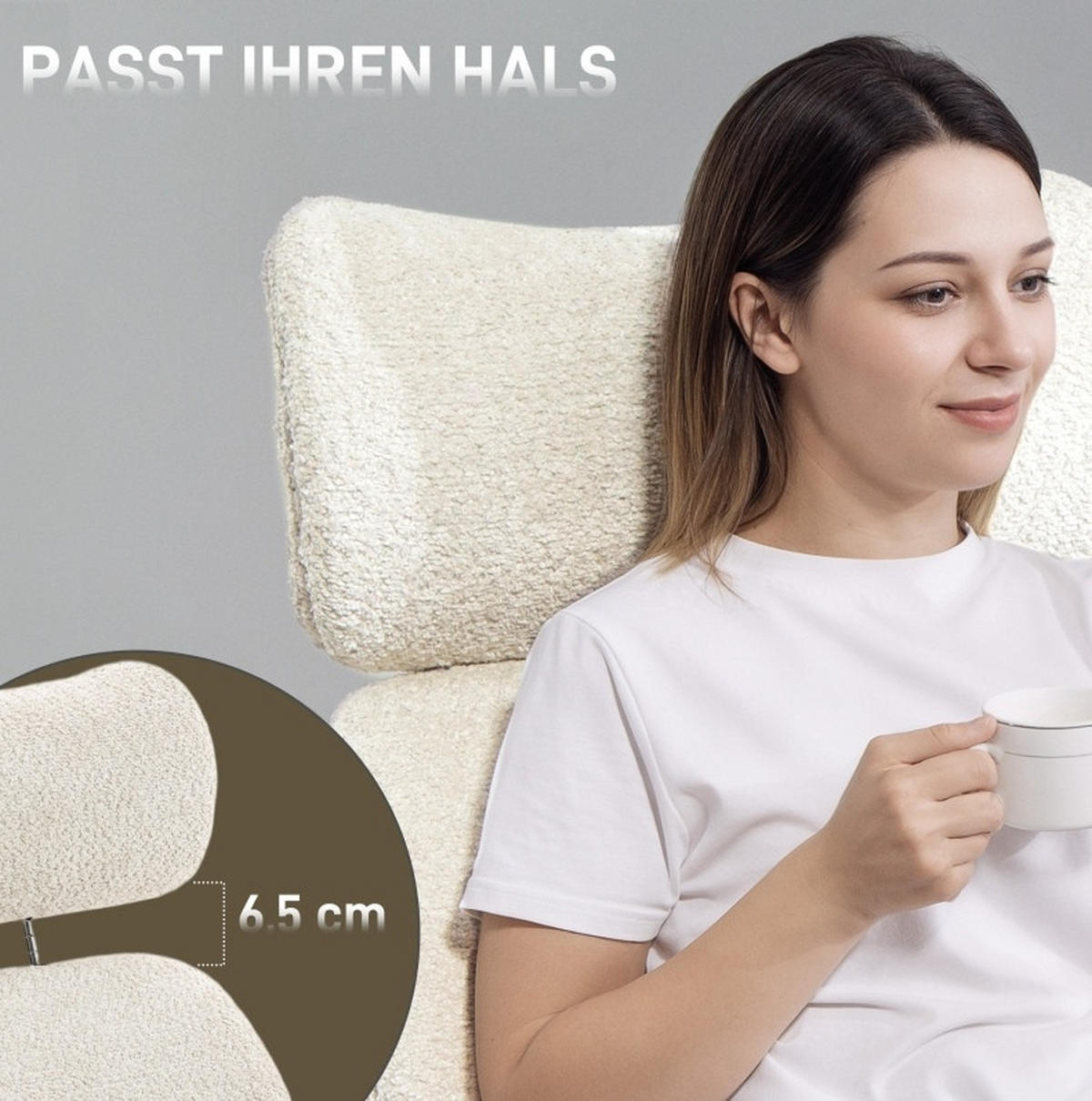 BÜROSTUHL in Hellgrau 65x75x123 cm mit verstellbarer Kopfstütze und Kippfunktion - Hellgrau, Textil (75/123/65cm) - IVMEU