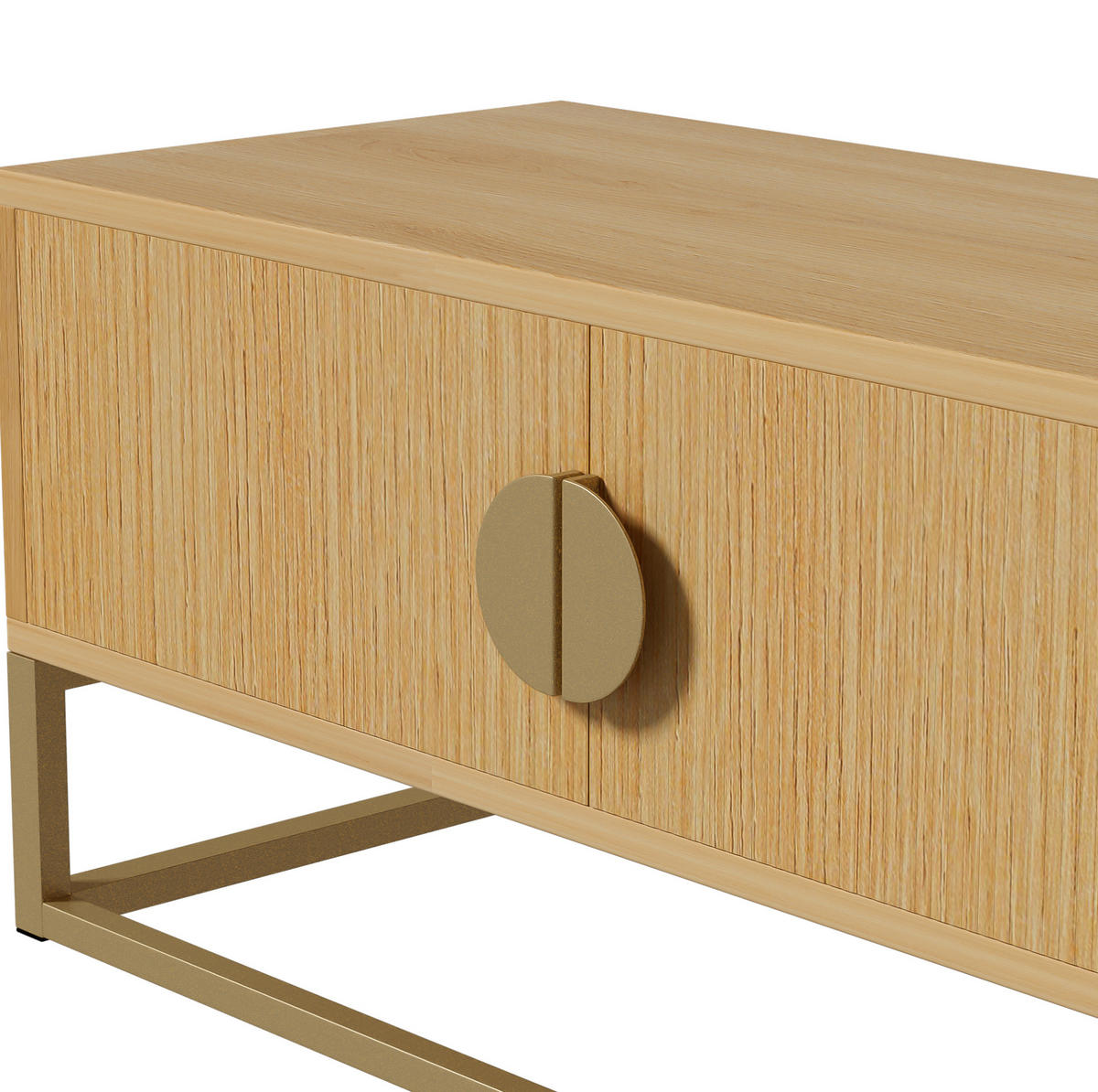 TV stolek 180/40/40 cm s úložným prostorem, soft-close panty a rýhovanými dvířky, Dřevěná - hnědá, kompozitní dřevo (180/40/40cm) - Redom
