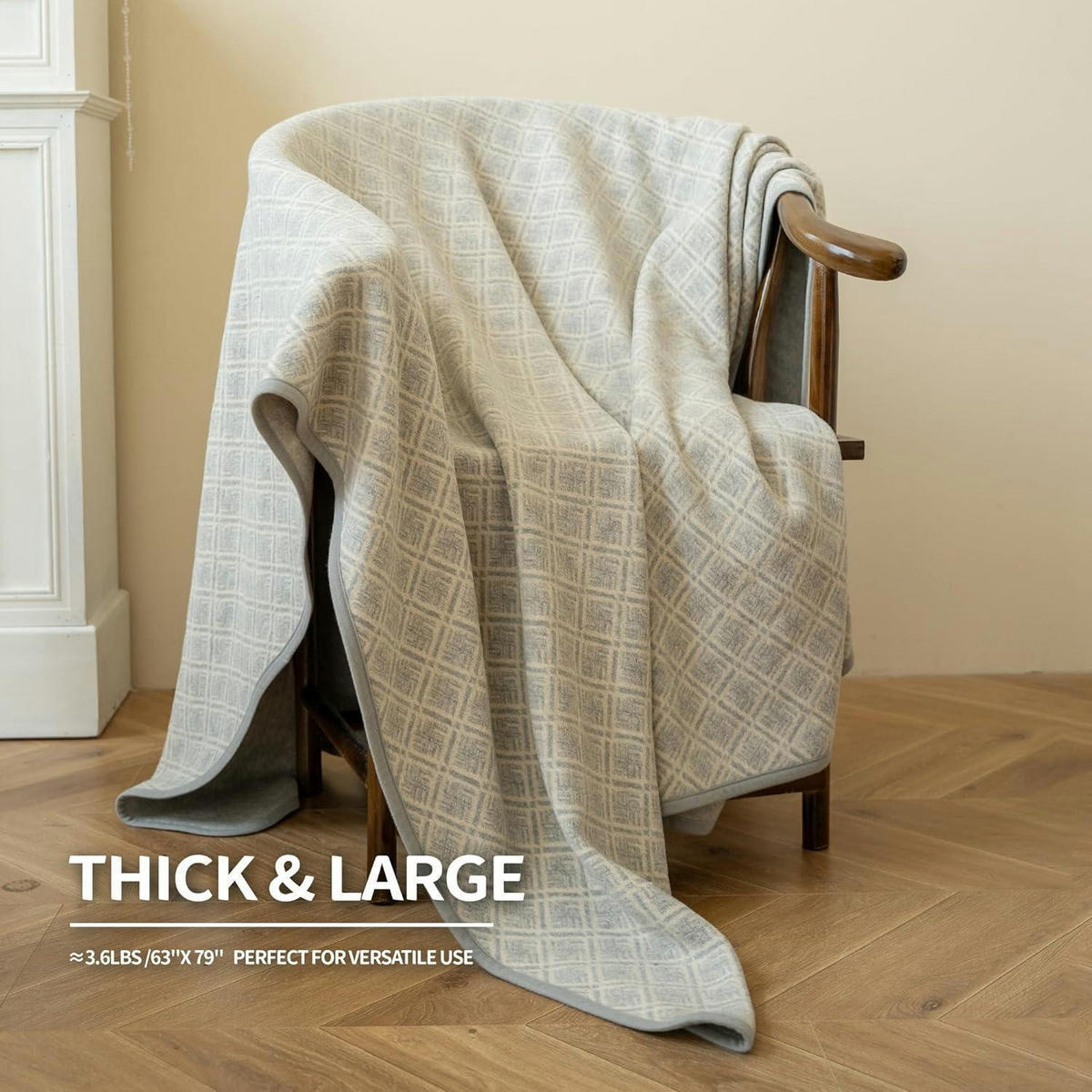 DECKE Merinowolle Kariert Grau 160 x 200 cm - Multicolor, Textil (160/200cm)