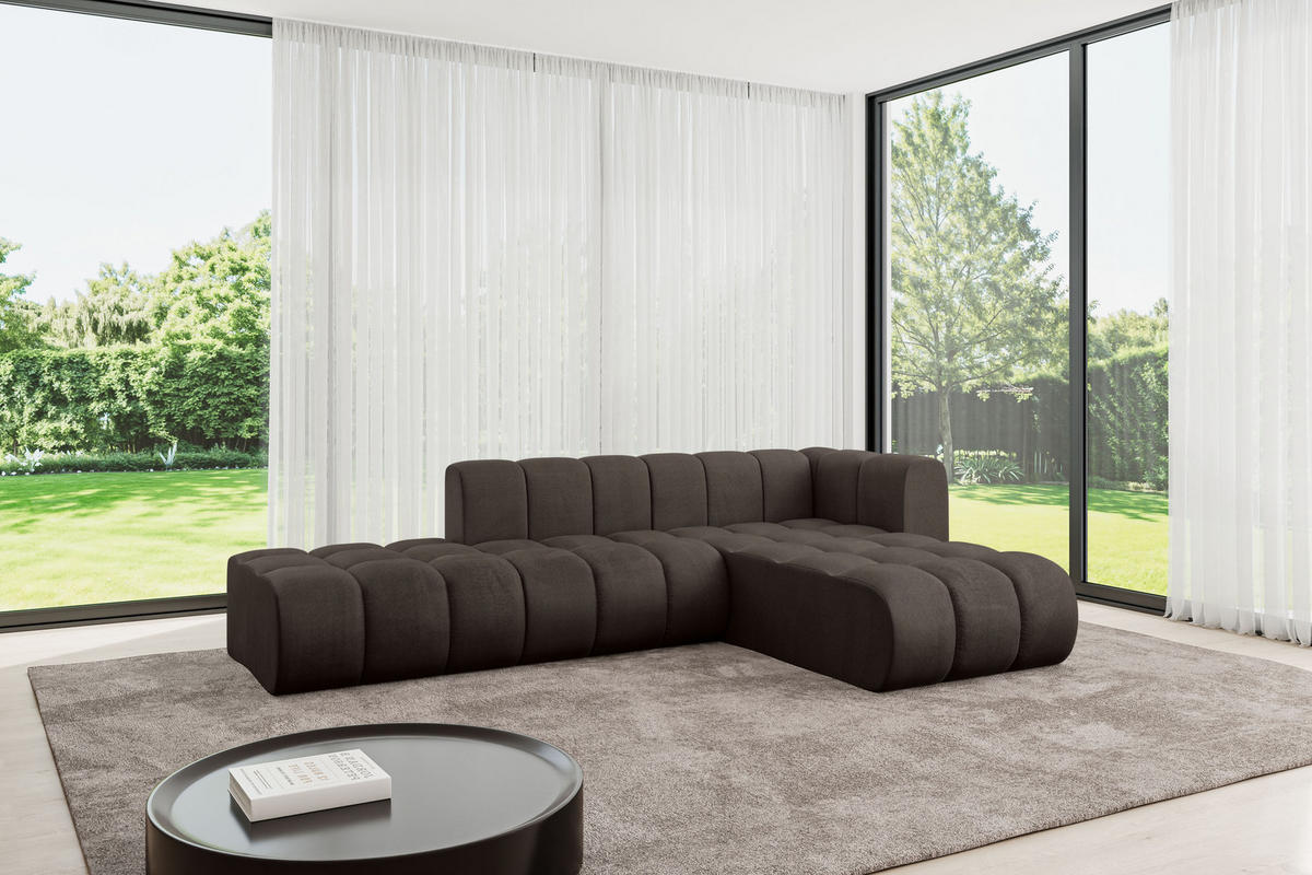 ECKSOFA modulares Sofa Zuvon-L1 - 296x177x70 cm Braun - Braun, Holzwerkstoff/Textil (296/177cm) - ALTDECOR