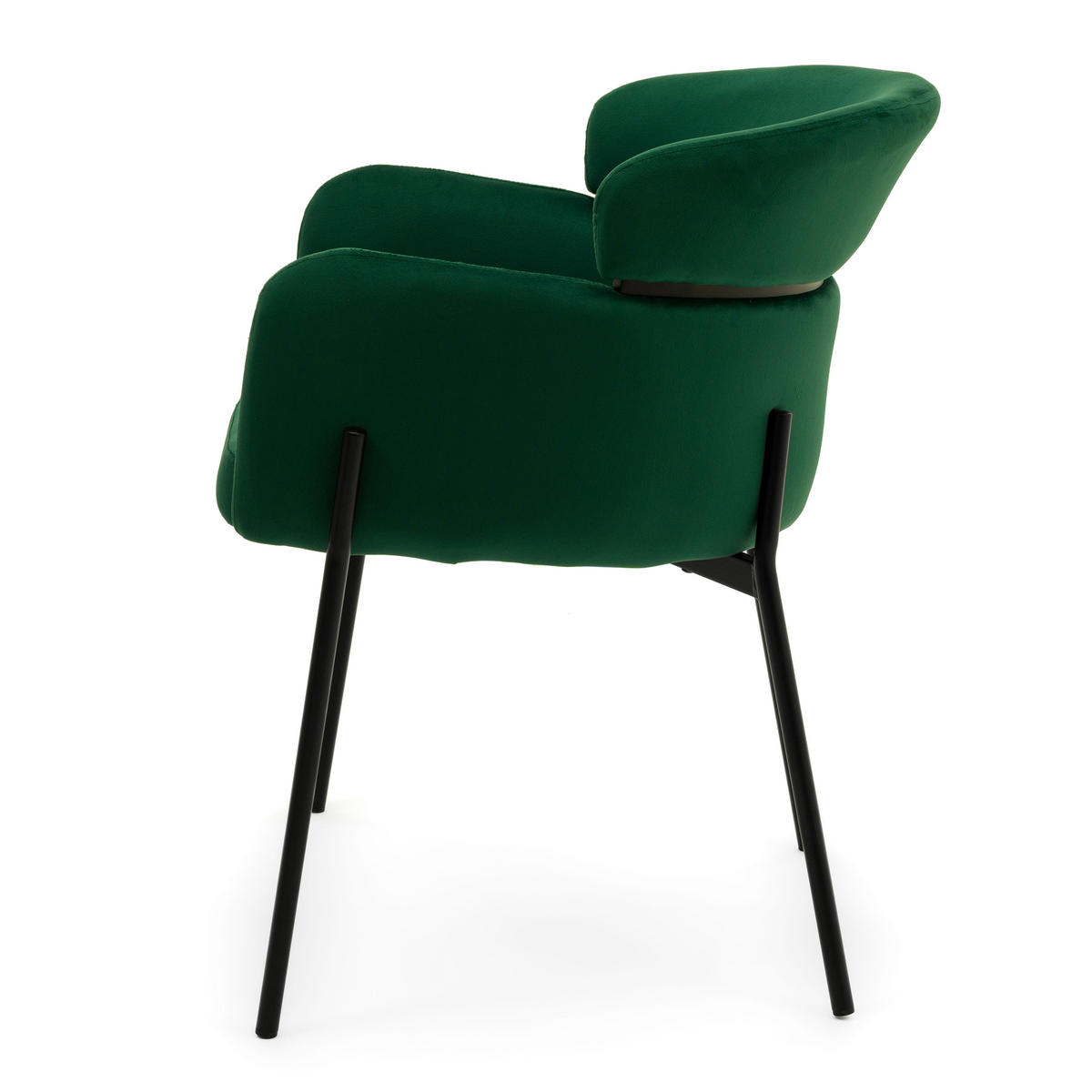 STUHL BOLZANO gepolsterter mit Steppung - grün - Samt Velour - Schwarz/Grün, Textil/Metall (62/80/61cm) - NEW HOME