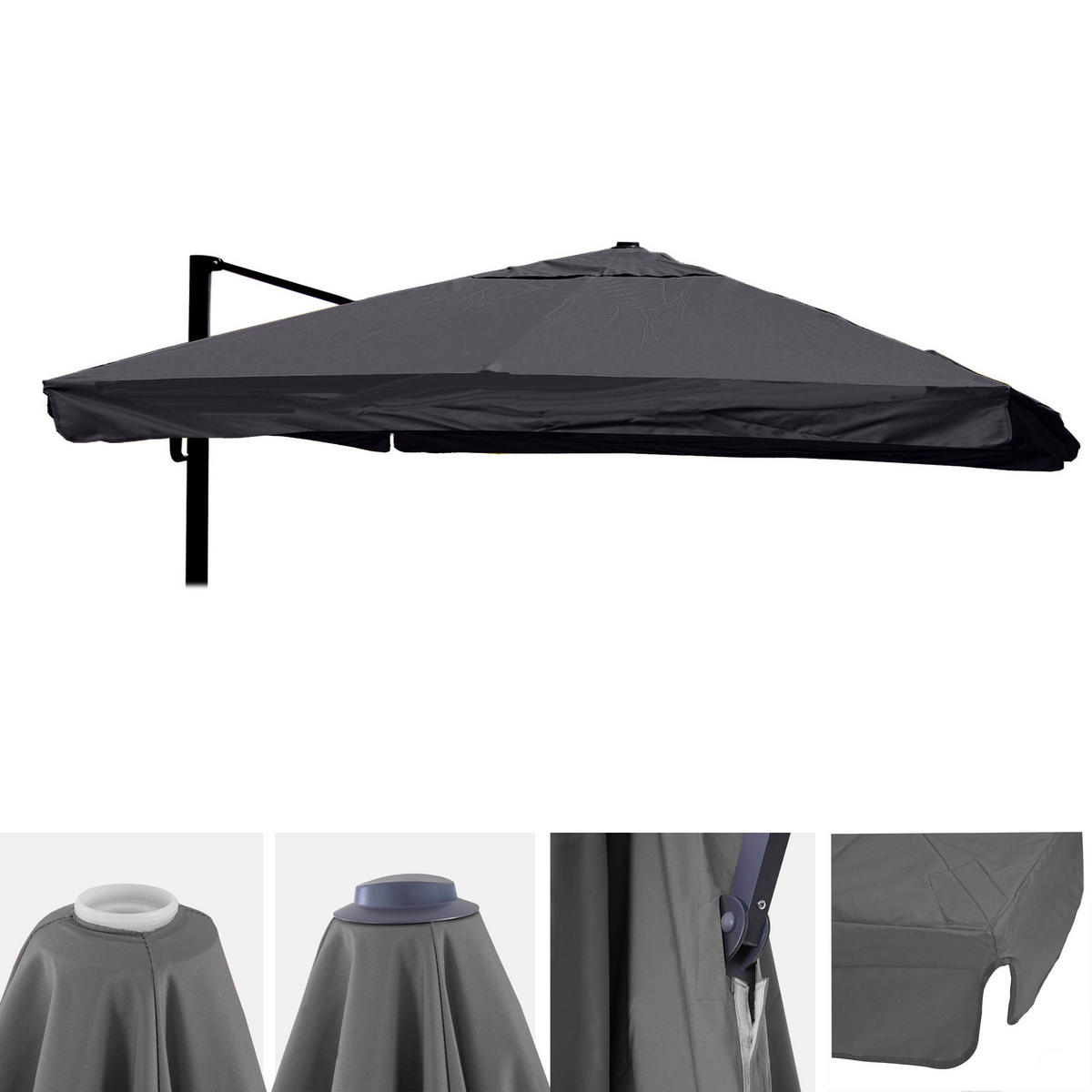 ERSATZ-BEZUG FÜR SCHIRM Anthrazit - Anthrazit, Textil (295/395cm) - MCW