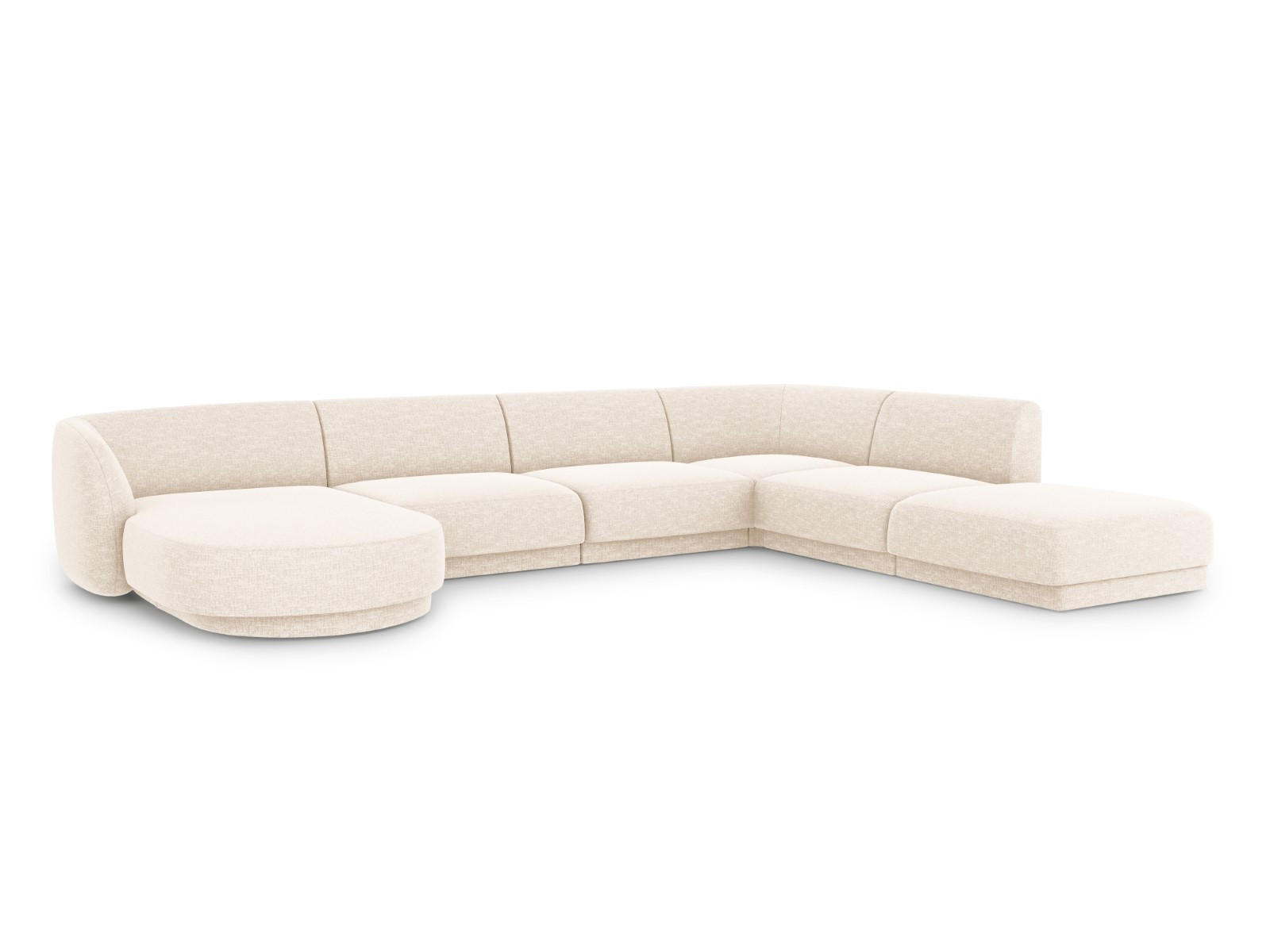 PANORAMASOFA rechts Miley aus Chenille-Stoff leichtes beige 6 Sitzplätze - Creme, Textil (255/70/330cm) - Micadoni