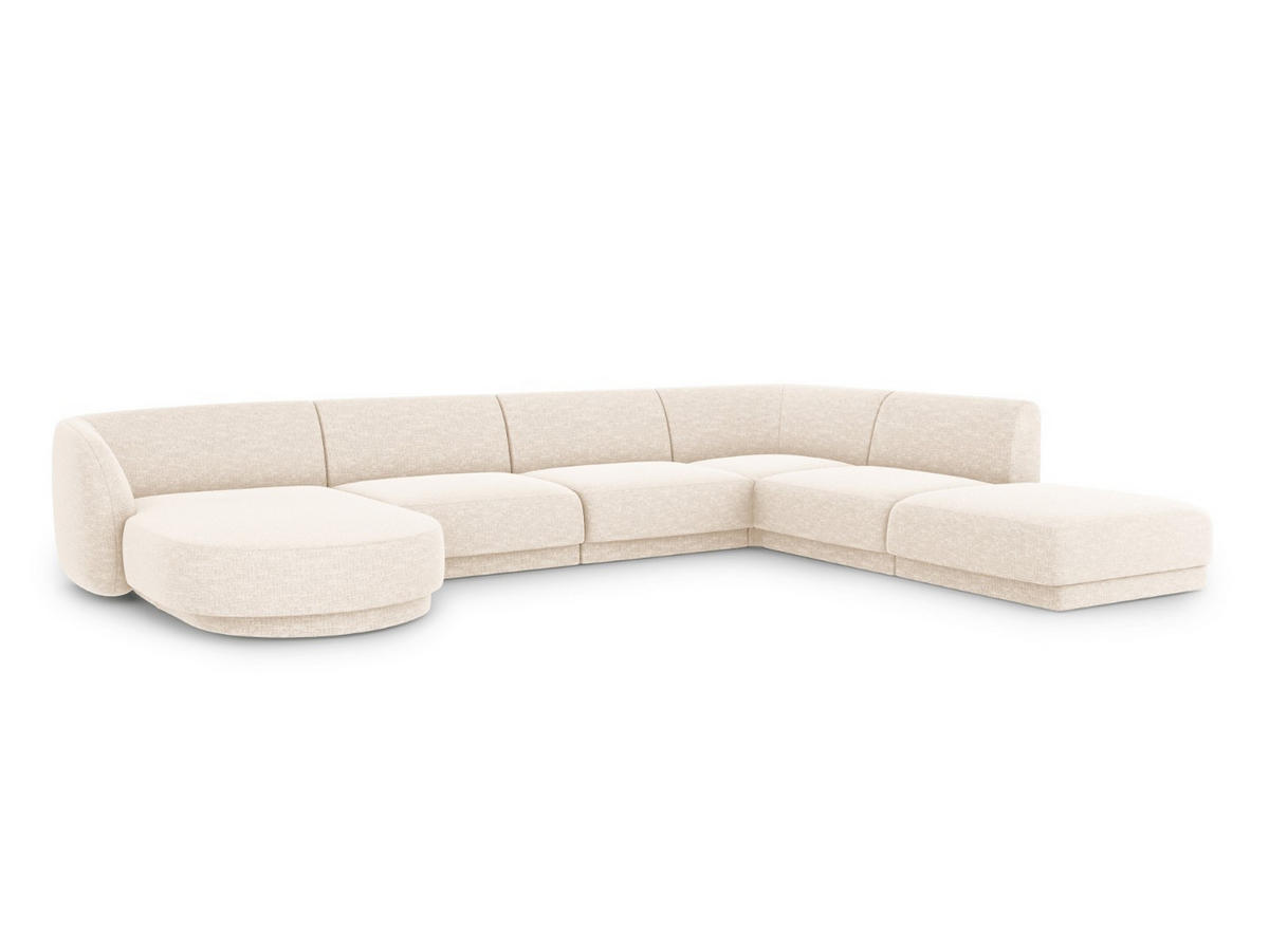 PANORAMASOFA rechts Miley aus Chenille-Stoff leichtes beige 6 Sitzplätze - Creme, Textil (255/70/330cm) - Micadoni