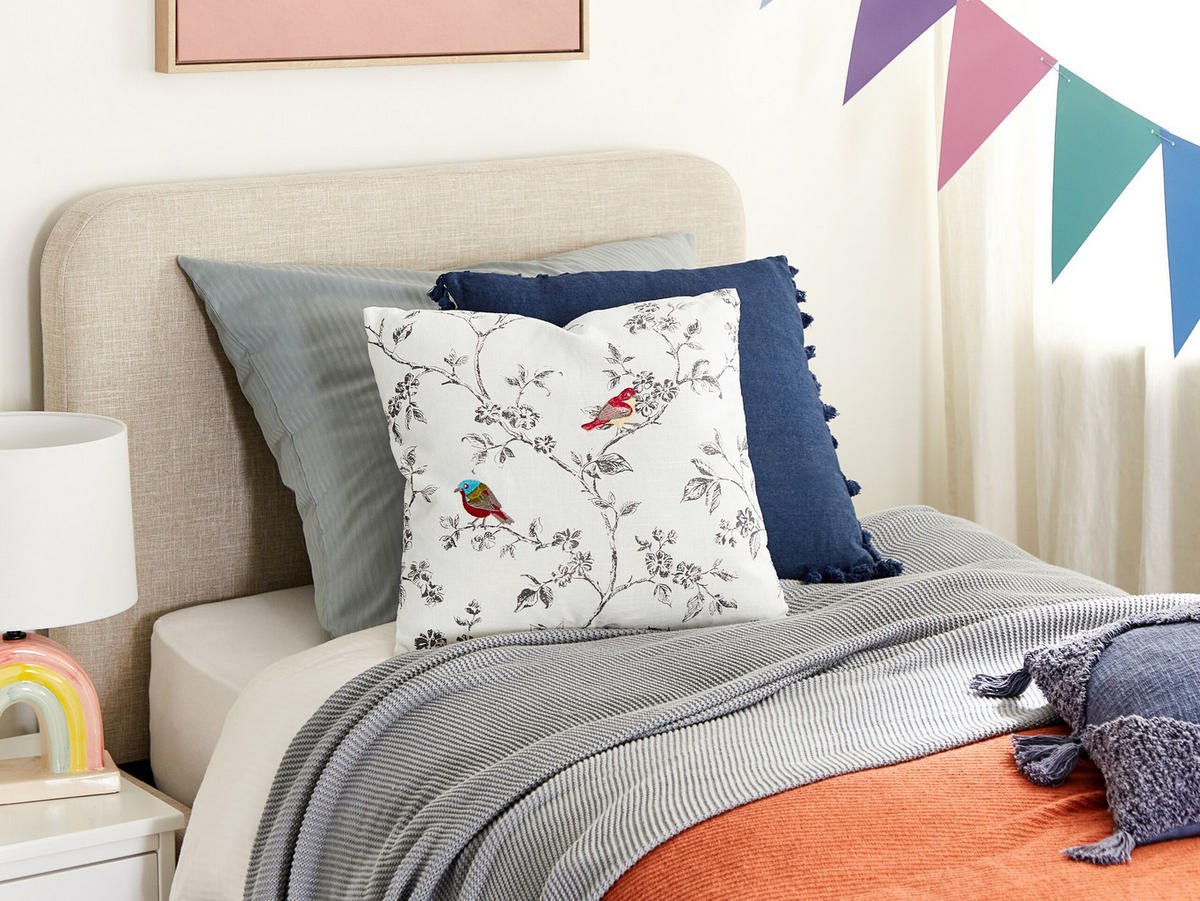DEKOKISSEN Weiß 45/45 cm Dillenia - Multicolor/Weiß, Textil (45/45/6cm) - Beliani