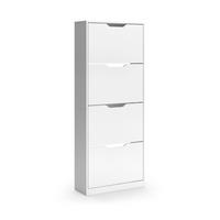 SCHUHKIPPER Luca, Weiß, 59 x 146 cm mit 4 Kippfächern - Weiß, Holzwerkstoff (59/146/22cm) - Vicco