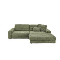 ECKSOFA LANA SOFA Grün Cord - Schwarz/Grün, Textil (296/205cm) - KAWOLA