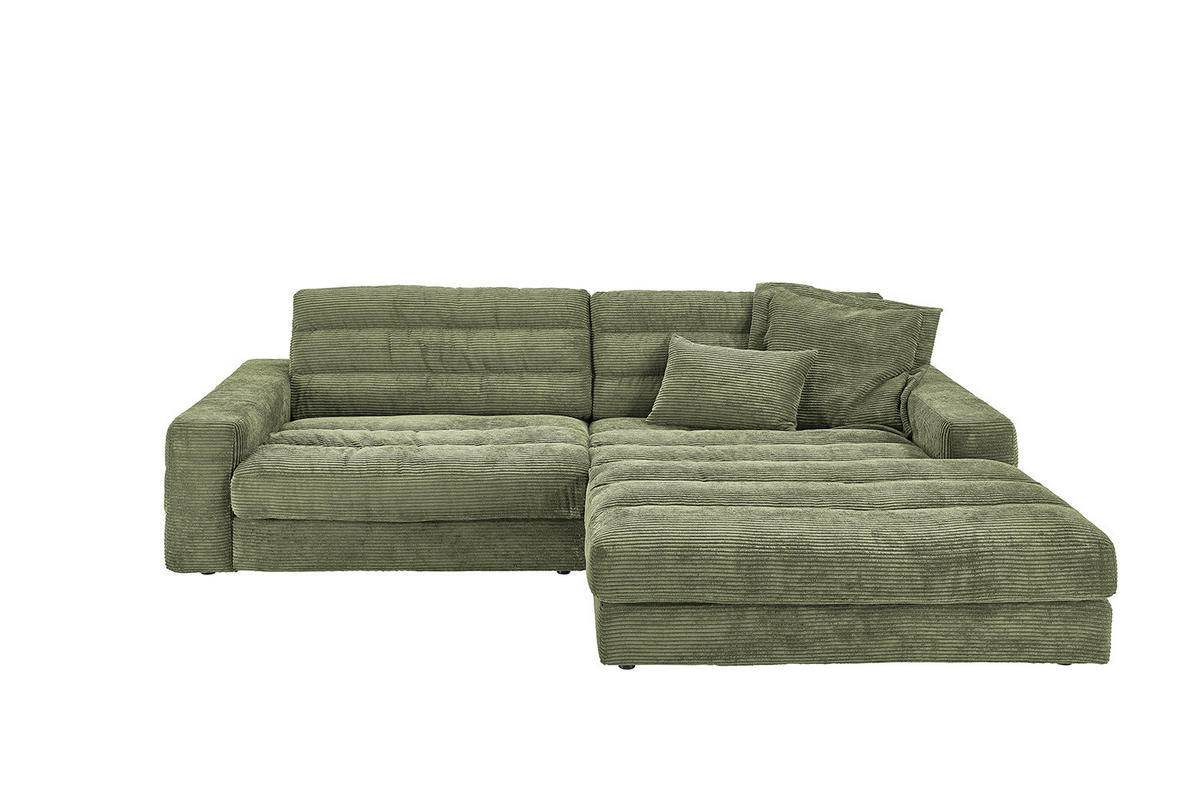 ECKSOFA LANA SOFA Grün Cord - Schwarz/Grün, Textil (296/205cm) - KAWOLA