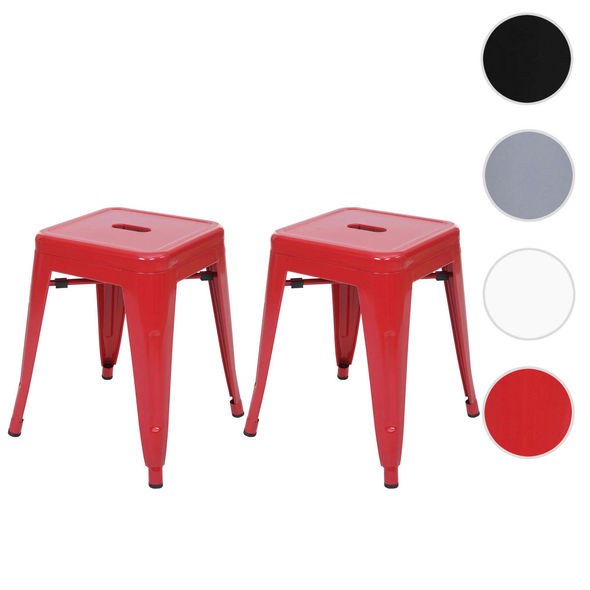 HOCKER Rot 2er-Set - Rot, Metall (39/46/39cm) - MCW