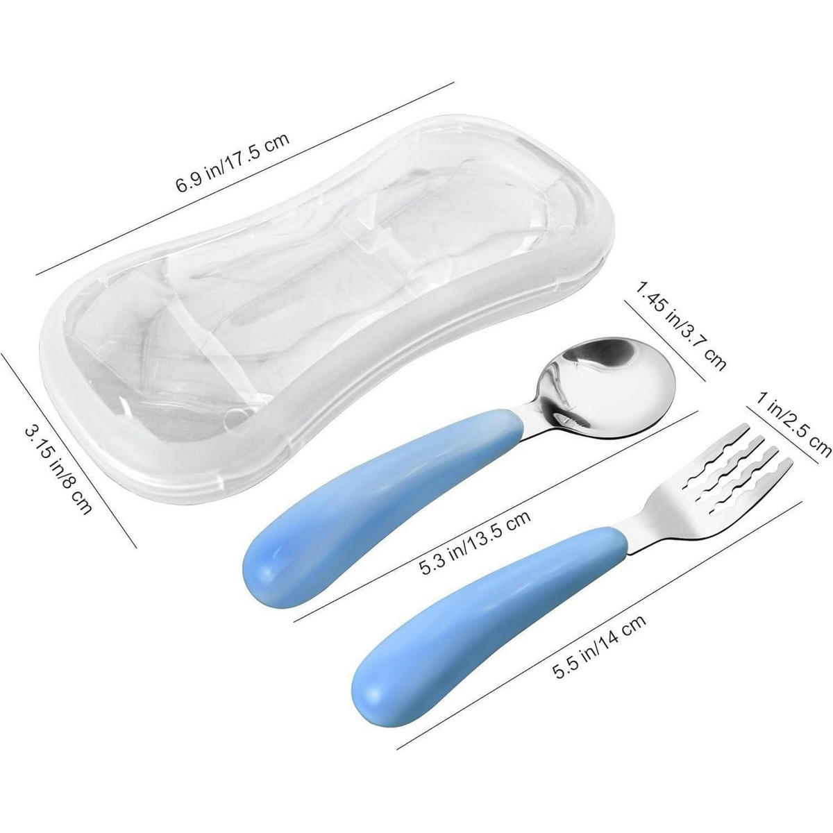 KINDERBESTECK Set 2-teilig mit Reiseetui Blau - Hellblau, Metall