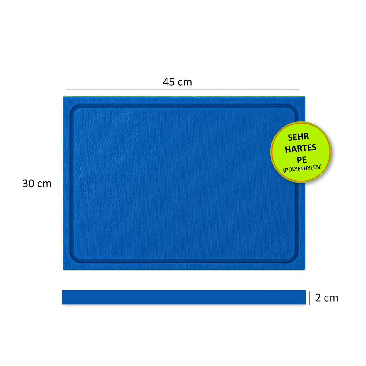 SCHNEIDEBRETT HDPE500 45x30x2 cm - Blau, Kunststoff (30/45cm) - Muvell