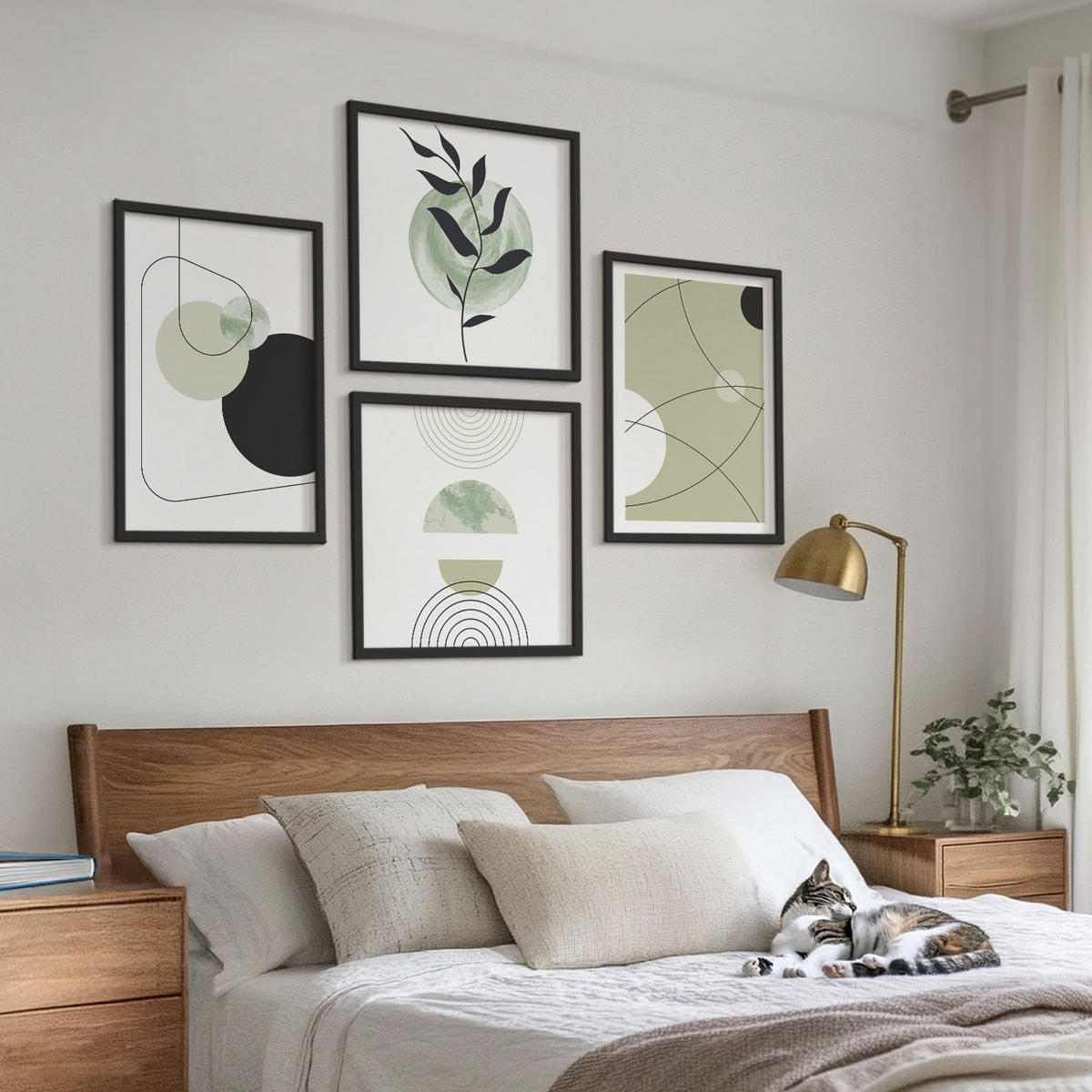 WANDBILDER 4er-Set - 50x50 cm & 40x60 cm Schwarzer Rahmen - Abstrakte Formen und Farben - Schwarz, Kunststoff (50/50cm) - ArtPrintCave