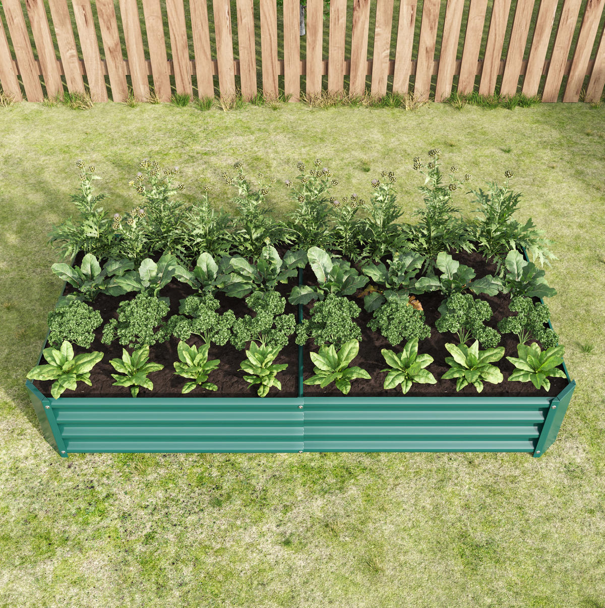 BLUMENKASTEN aus Metall 180 x 90 x 30 cm in Grün - Grün, Metall (90/30/180cm) - Modfu