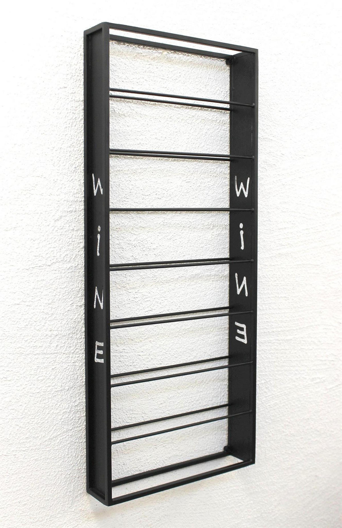 WEINREGAL Sofie für 8 Flaschen Wand Metall Schwarz 88 cm - Schwarz, Metall (7/88/8cm) - DanDiBo