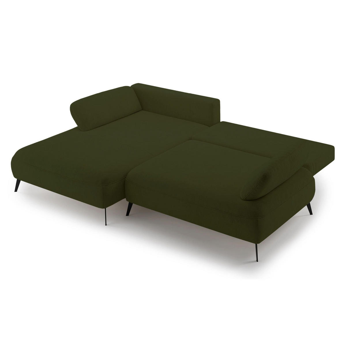 ECKSOFA Avolla Olivgrün links - Schwarz/Olivgrün, Textil/Metall (284/186cm) - Selsey