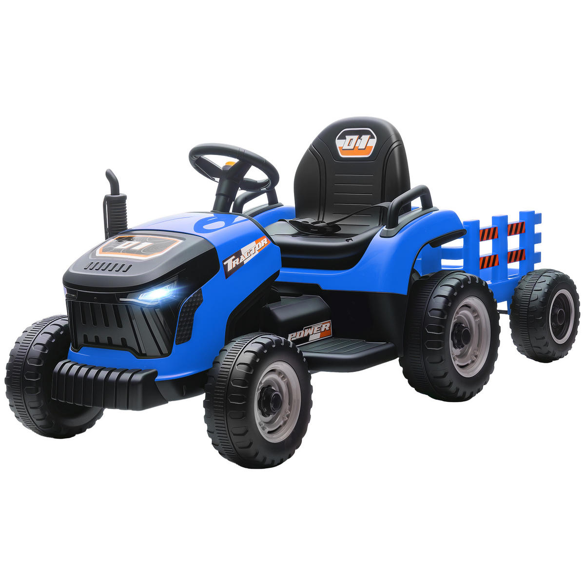 KINDERTRAKTOR DE-06165 Aufsitz-Traktor mit Fernbedienung und Soft-Start Blau - Blau, Kunststoff/Metall (139/58/55cm) - ComfortXL