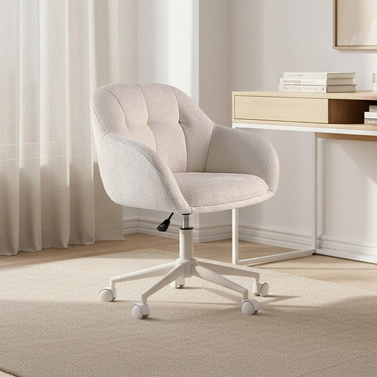 SCHREIBTISCHSTUHL Neka Beige 60 cm x 79-89 cm - Beige, Metall (60/79/62cm) - Klast Home