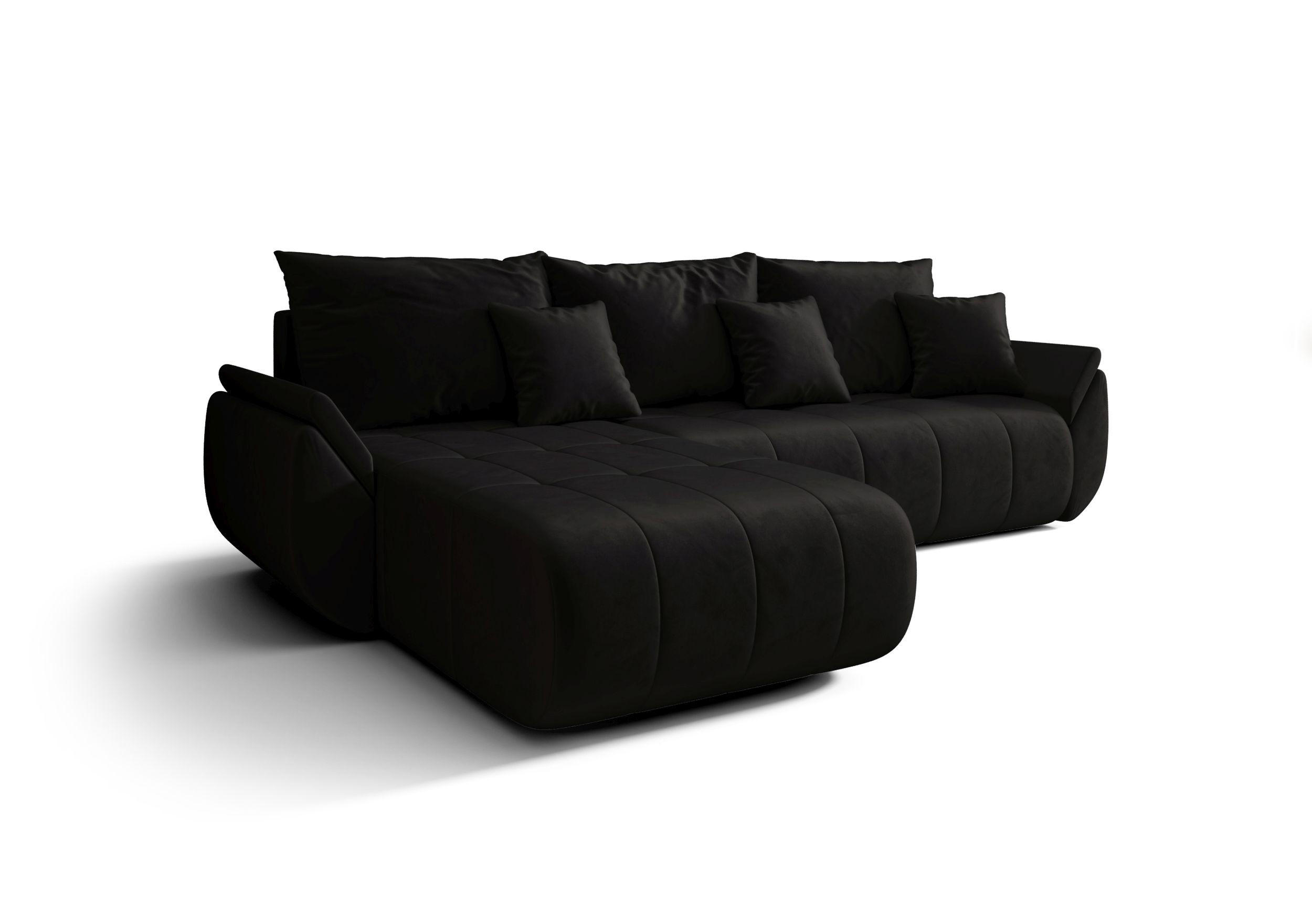 ECKSOFA mit Schlaffunktion TOKYO R Monolith 97 Rechts - Schwarz, Textil (280/185cm) - Bedante