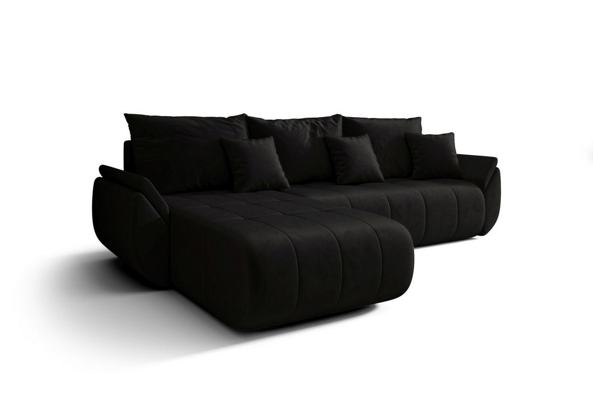 ECKSOFA mit Schlaffunktion TOKYO R Monolith 97 Rechts - Schwarz, Textil (280/185cm) - Bedante