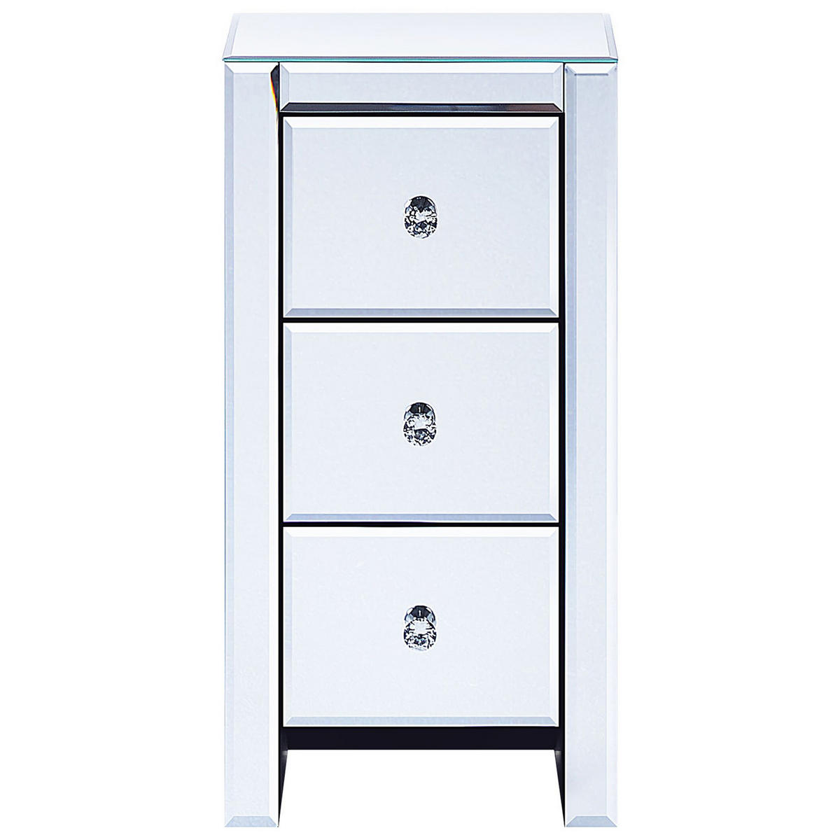 NACHTTISCH Spiegeleffekt 3 Schubladen Lorris - Silberfarben, Glas (45/60/35cm) - Beliani