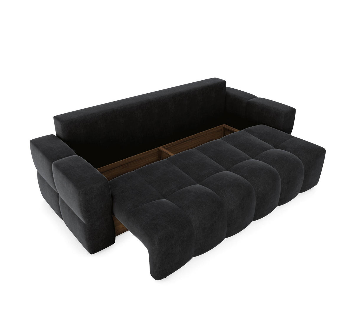 SCHLAFSOFA GERADE Samt Dunkles Anthrazit 247cm - Anthrazit, Textil (247/90/102cm) - Sia Home