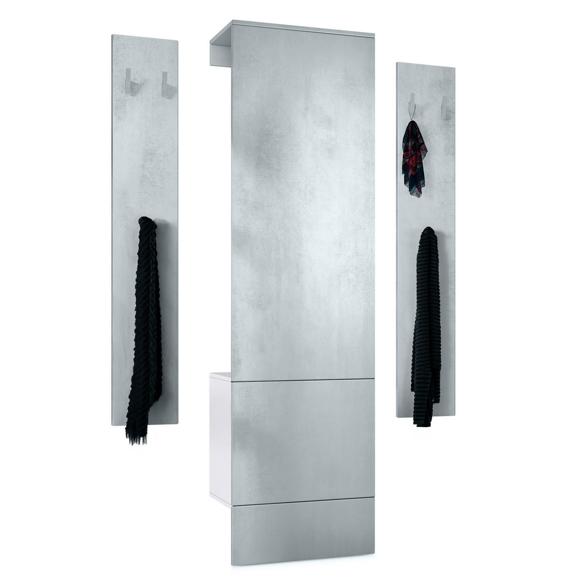 GARDEROBE Hollywood Beton Oxid Optik - Hellgrau, Holzwerkstoff (123/193/35cm) - Vladon