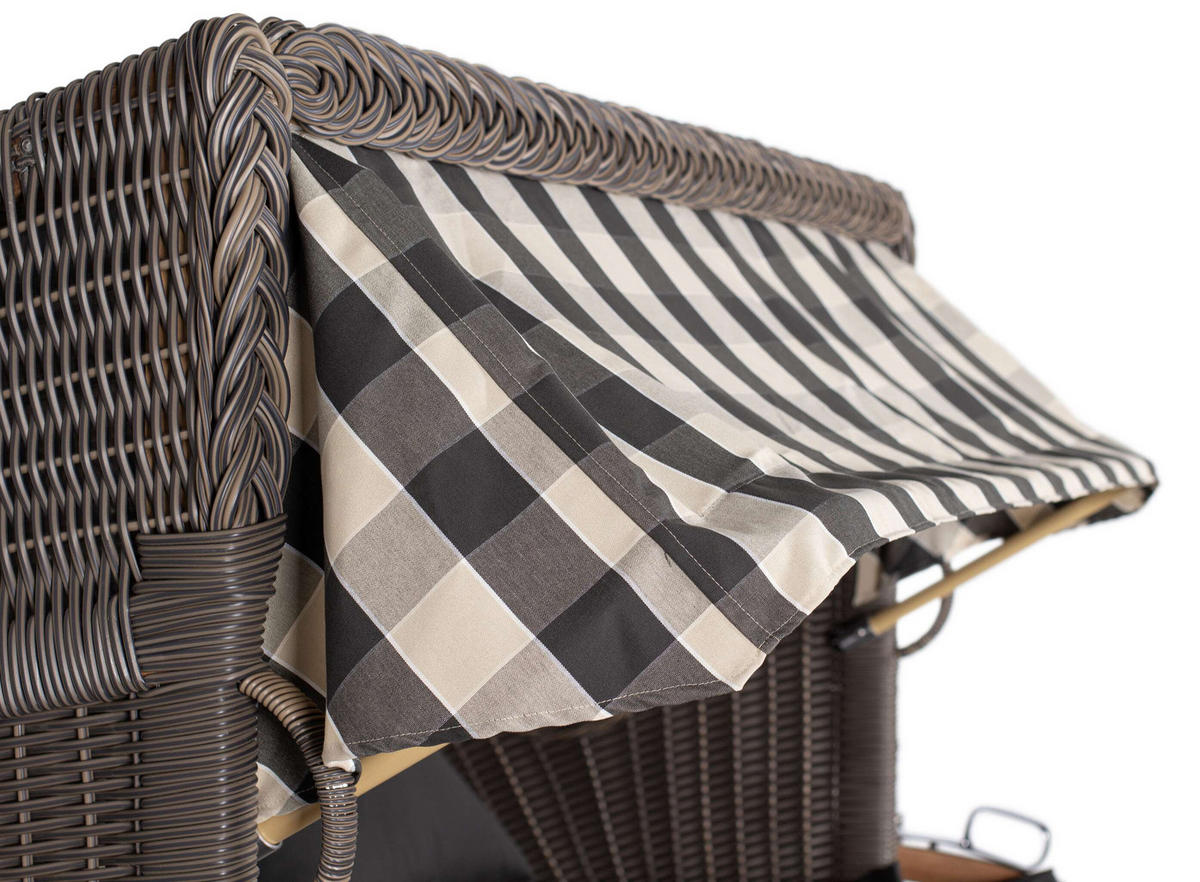 STRANDKORB XL Schillig Bullauge - Braun/Grau, Metall (142/170/95cm) - Mr. Deko