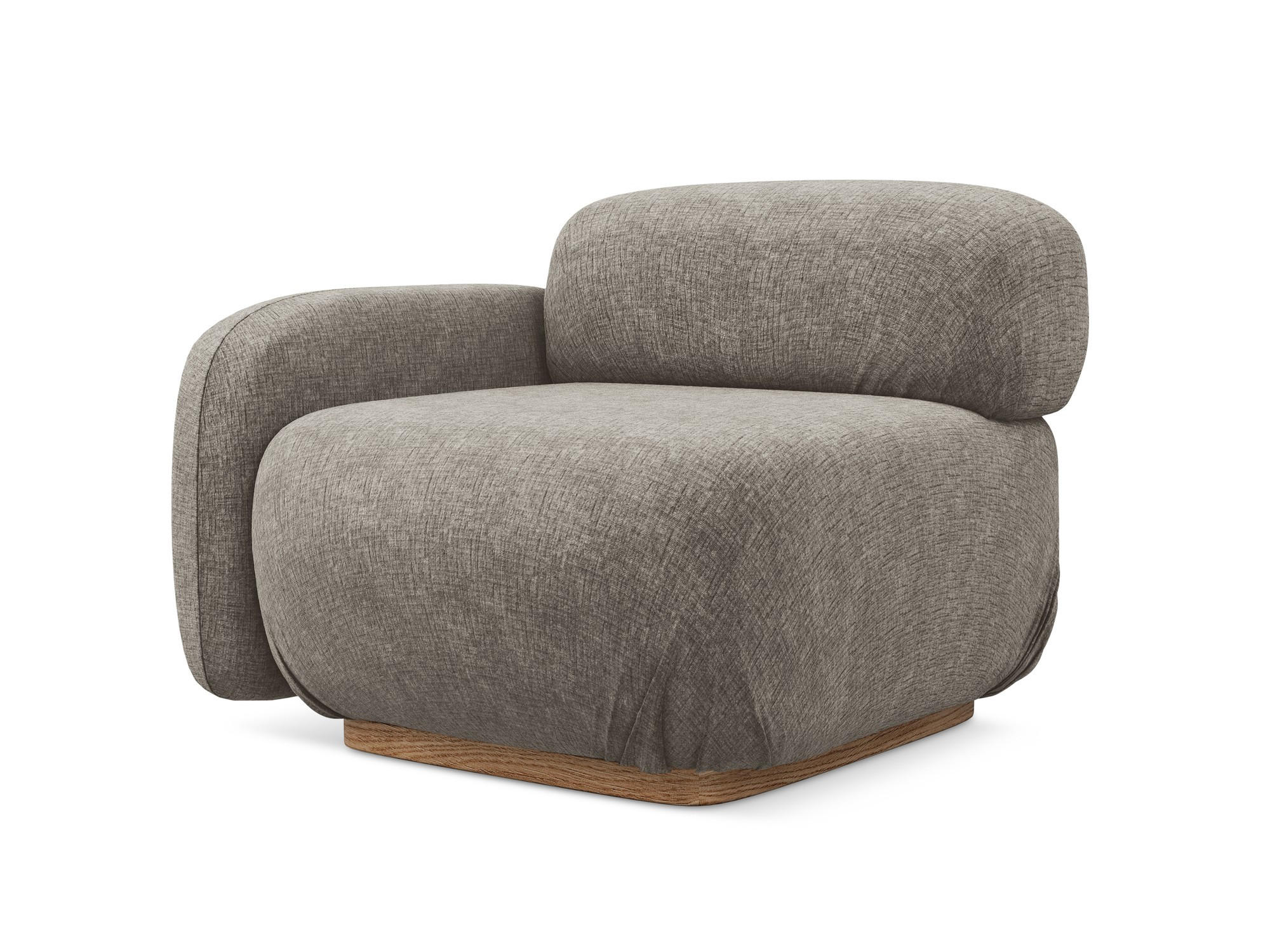 SOFAELEMENT Links Chenille Stoff Grau - Taupe/Braun, Holz/Textil (95/73/95cm) - Makamii