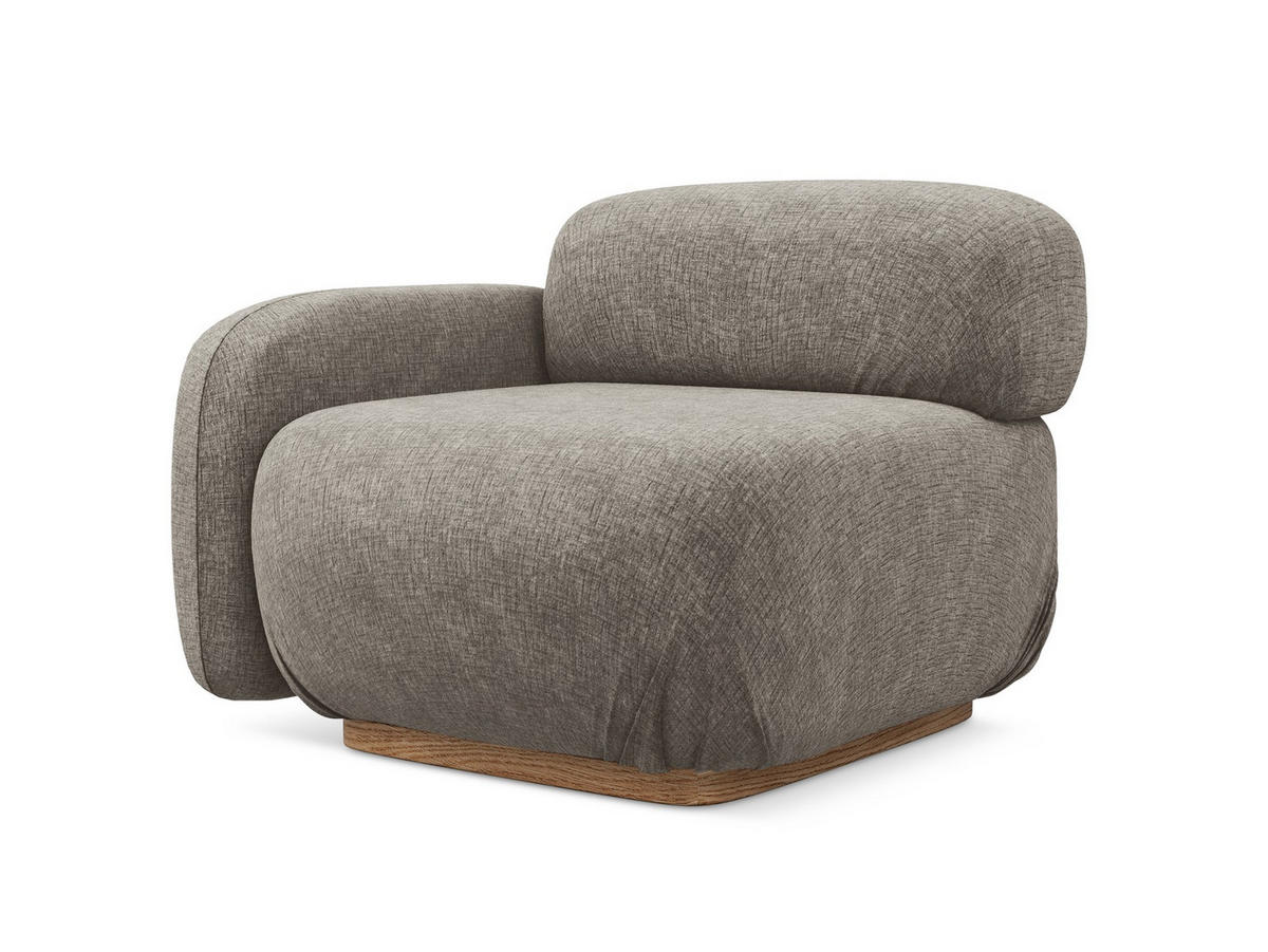 SOFAELEMENT Links Chenille Stoff Grau - Taupe/Braun, Holz/Textil (95/73/95cm) - Makamii