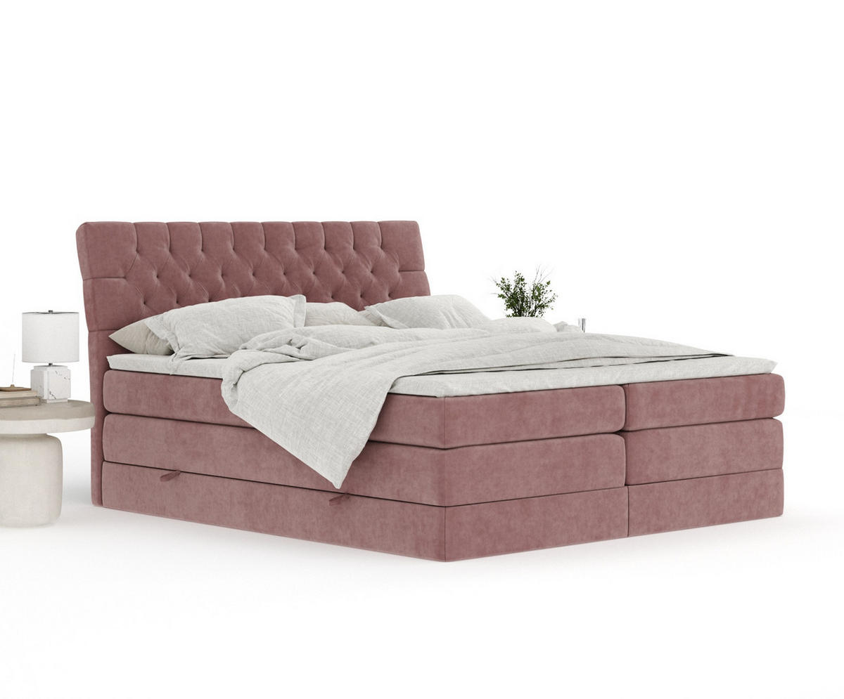 BOXSPRINGBETT Seraphine Rosa 160/200 cm - Schwarz/Rosa, Holz/Holzwerkstoff (160/200cm) - Maison de Reve