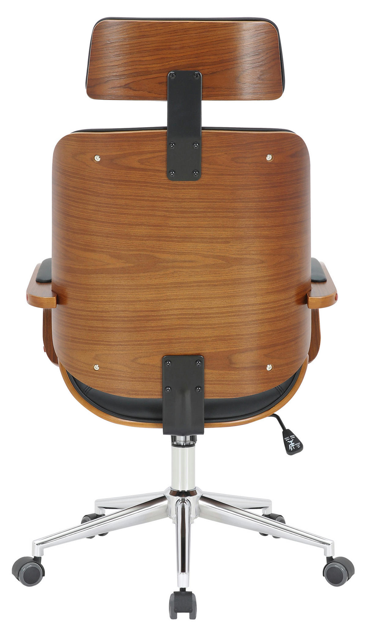 BÜROSTUHL KINGO 118x70x70 Walnuss/Schwarz Kunstleder - Schwarz/Braun, Leder/Metall (70/118/70cm) - DELUKE